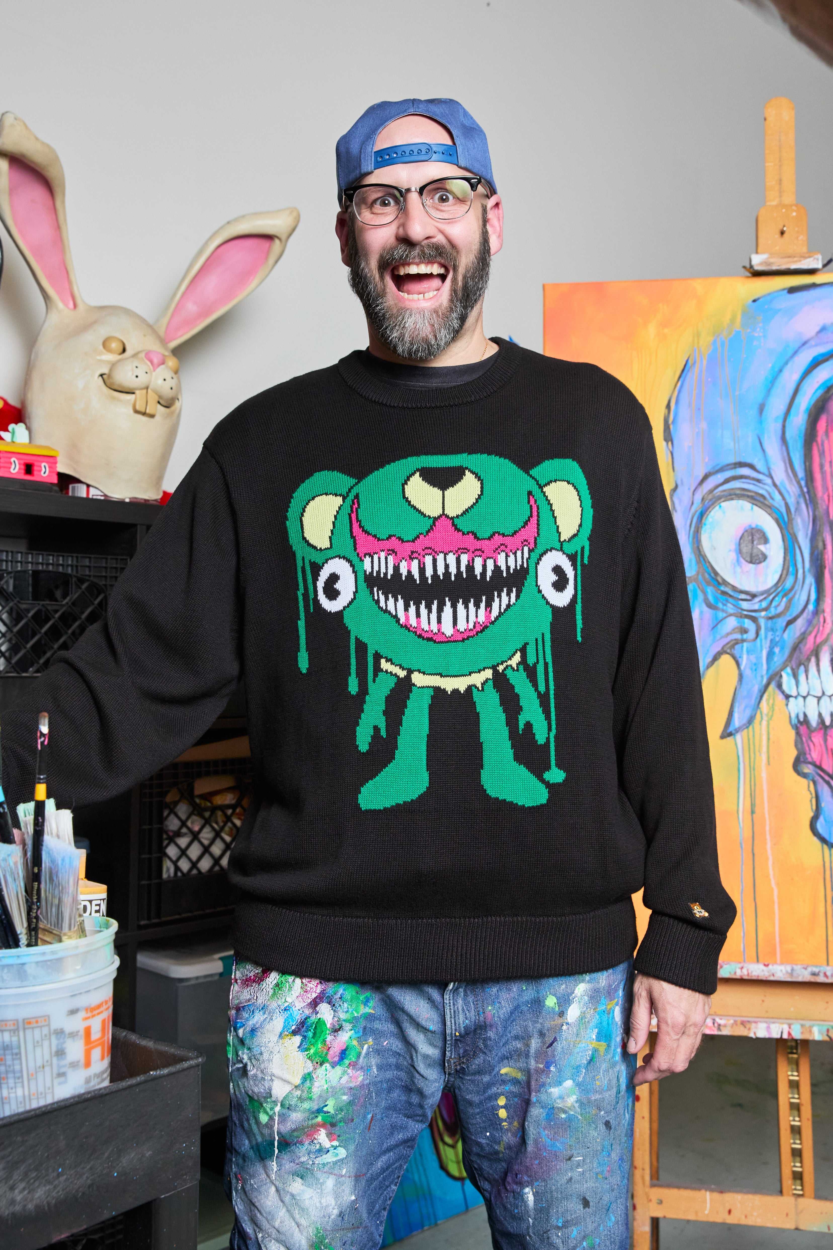 Black Teddy Fresh TF x Alex Pardee Monster Sweater | 7269WKVBN