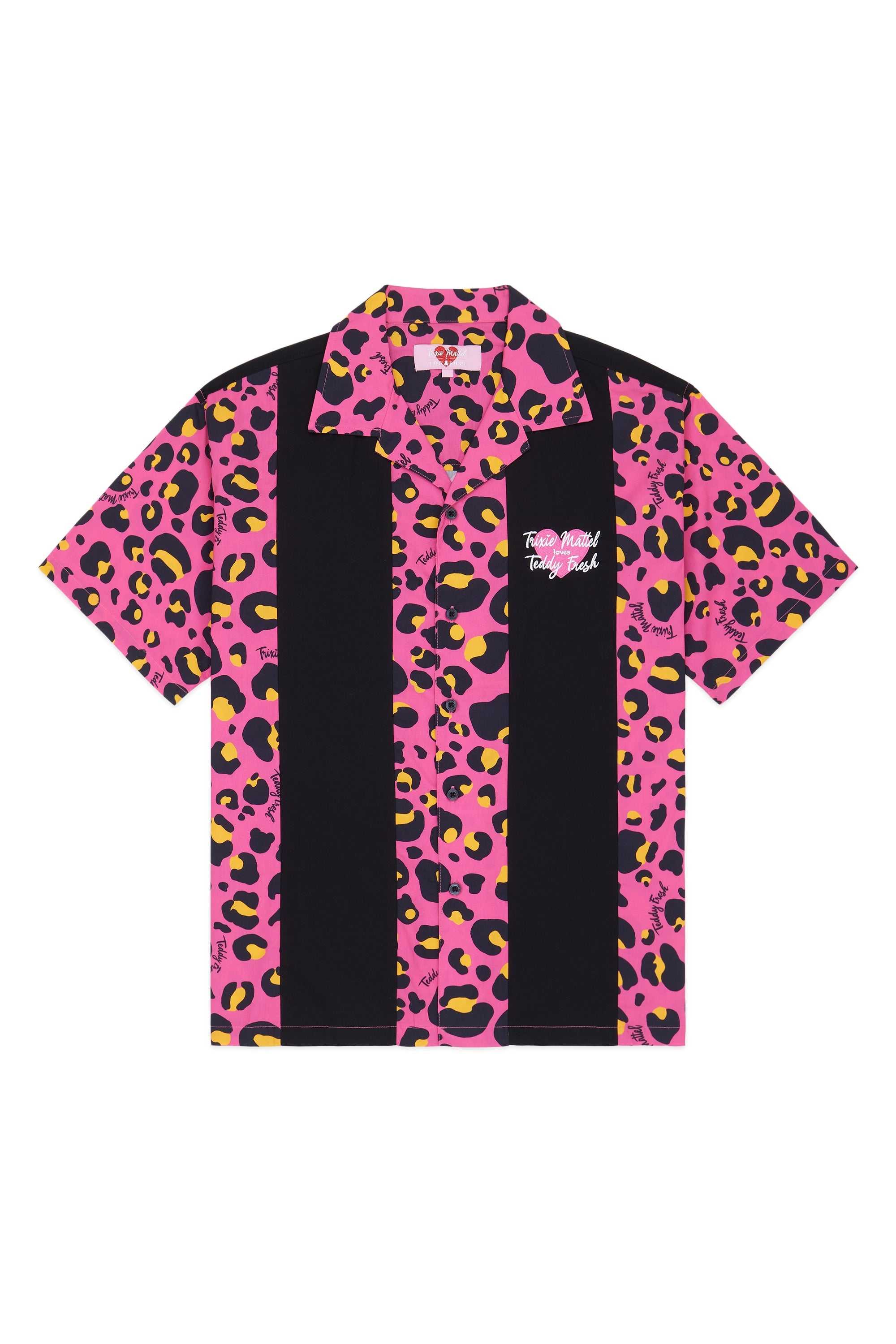 Black Teddy Fresh TF x Trixie Leopard Bowling Shirt | 3549BLVUA