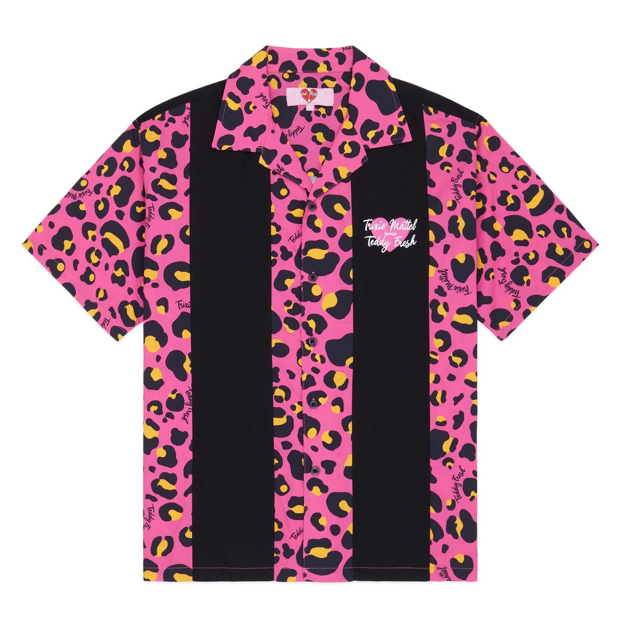 Black Teddy Fresh TF x Trixie Leopard Bowling Shirt | 3549BLVUA