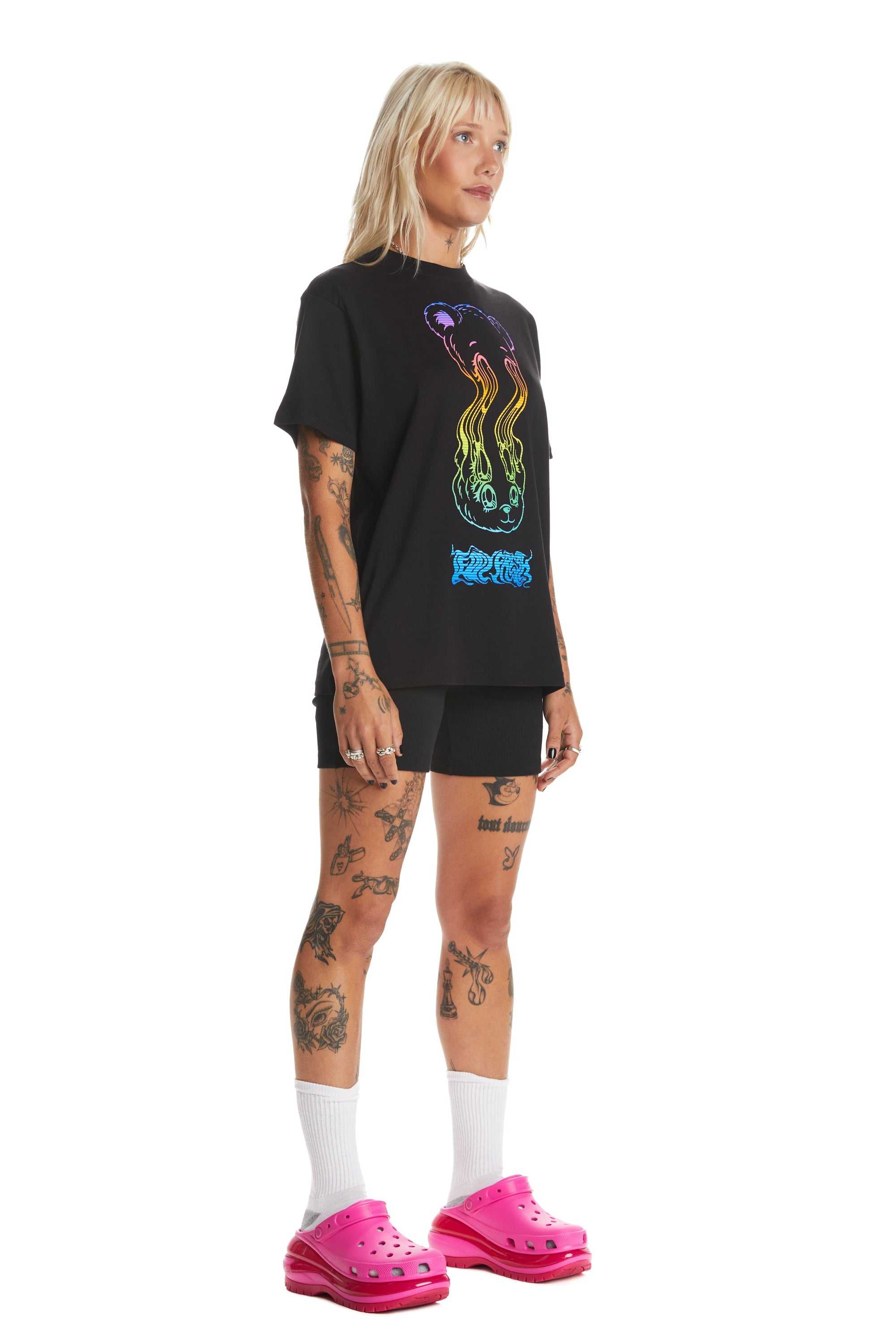 Black Teddy Fresh Trippy Bear Tee | 2856WZLPR