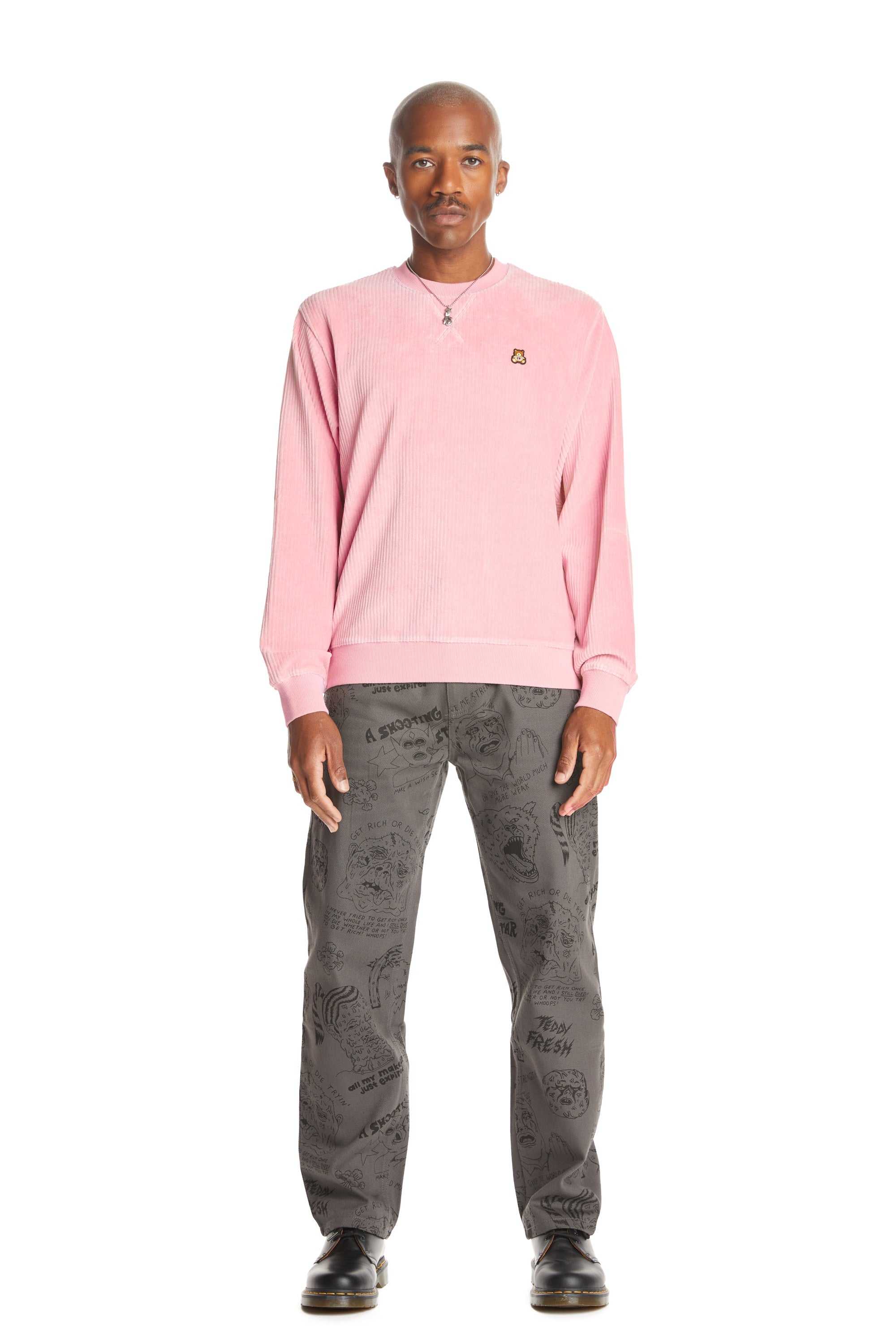 Black Teddy Fresh Velour Rib Crewneck | 1490AKCGX