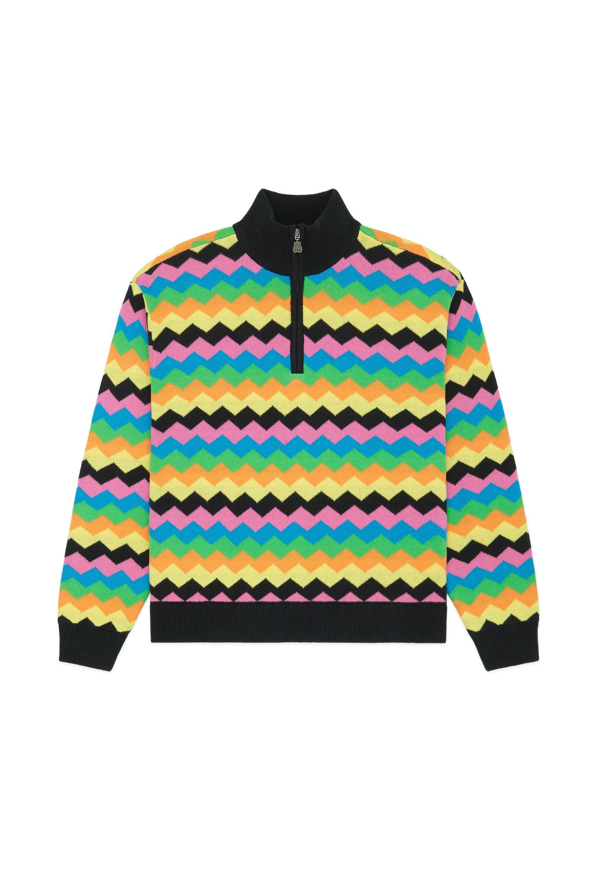 Black Teddy Fresh Zig Zag Quarter Zip Sweater | 9524IWXJU