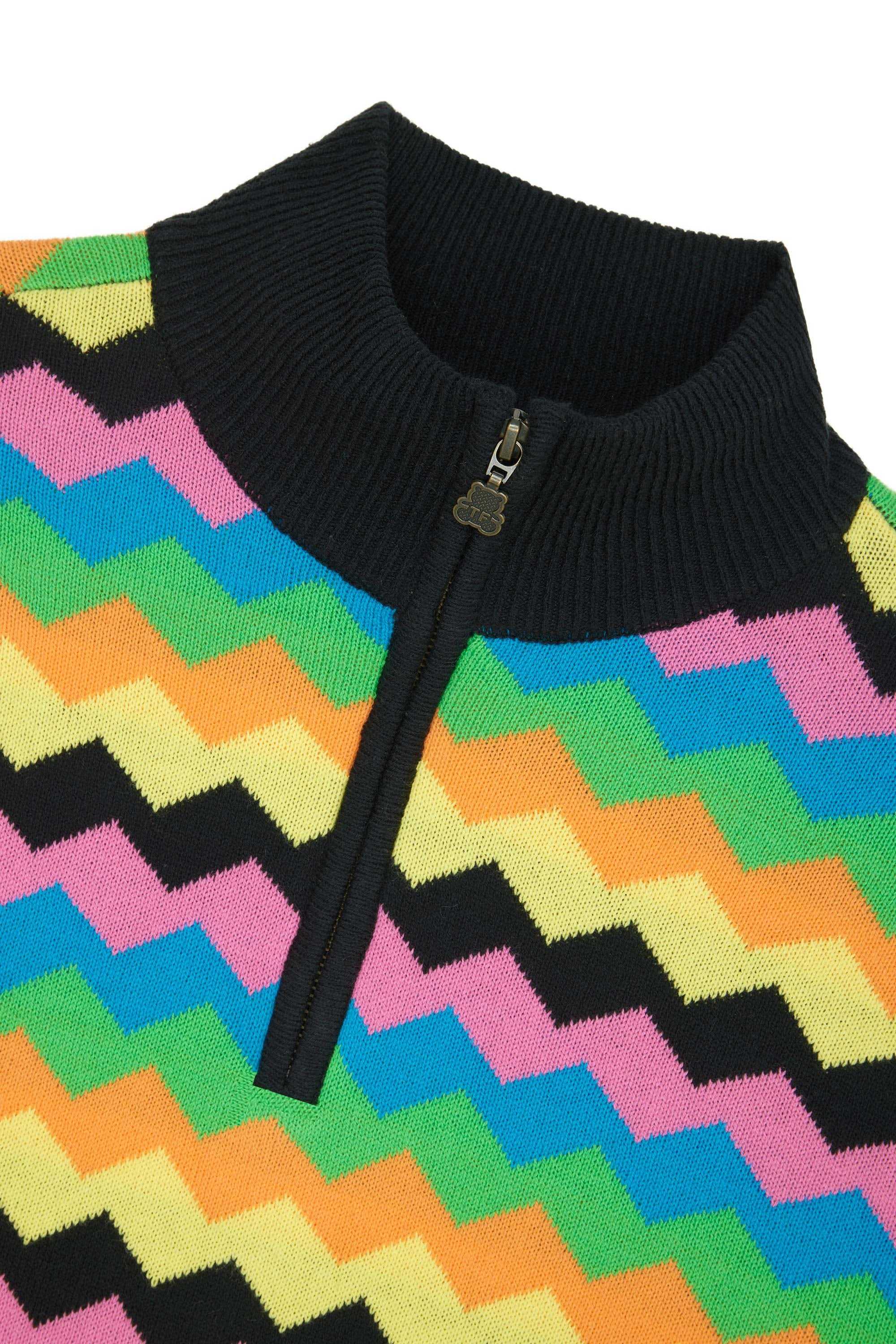 Black Teddy Fresh Zig Zag Quarter Zip Sweater | 9524IWXJU