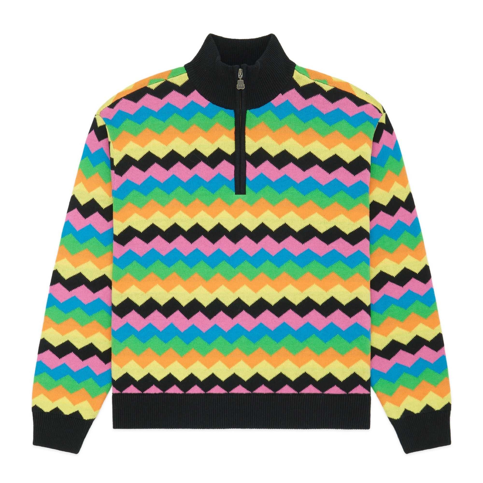 Black Teddy Fresh Zig Zag Quarter Zip Sweater | 9524IWXJU