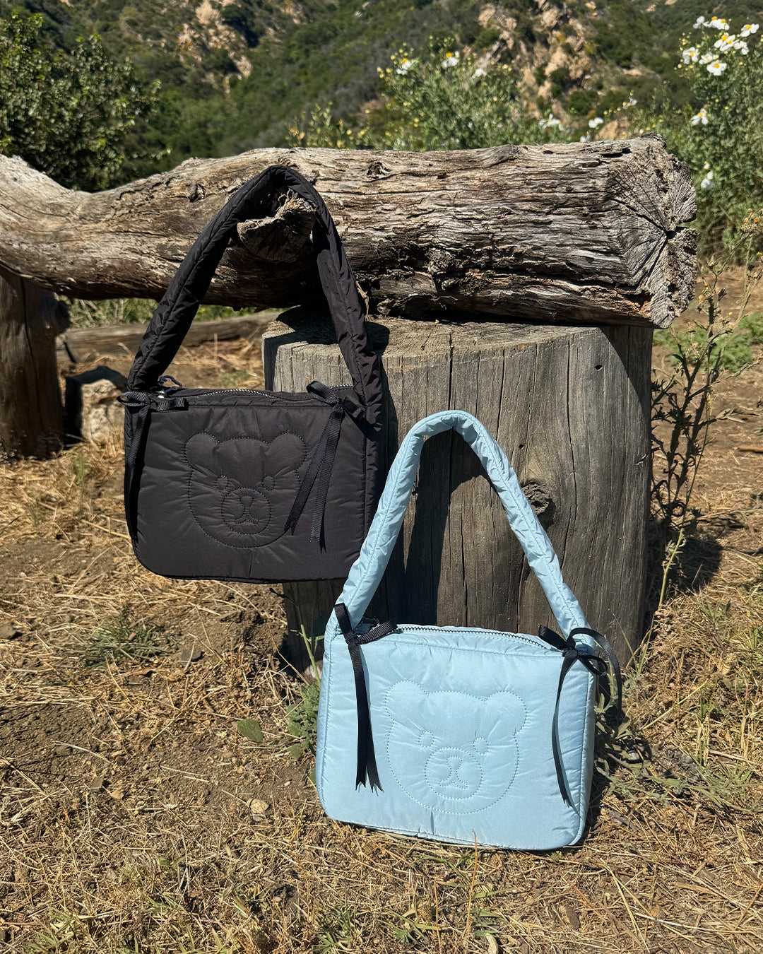 Blue Teddy Fresh Bear Puff Bows Bag | 1408IOPNF