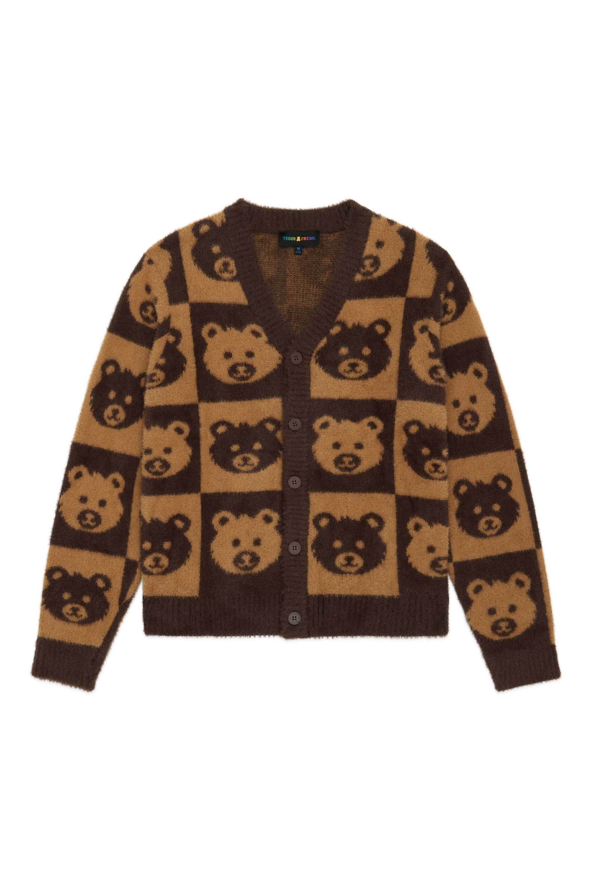 Brown Teddy Fresh Checkered Bear Cardigan | 0956IEYAR