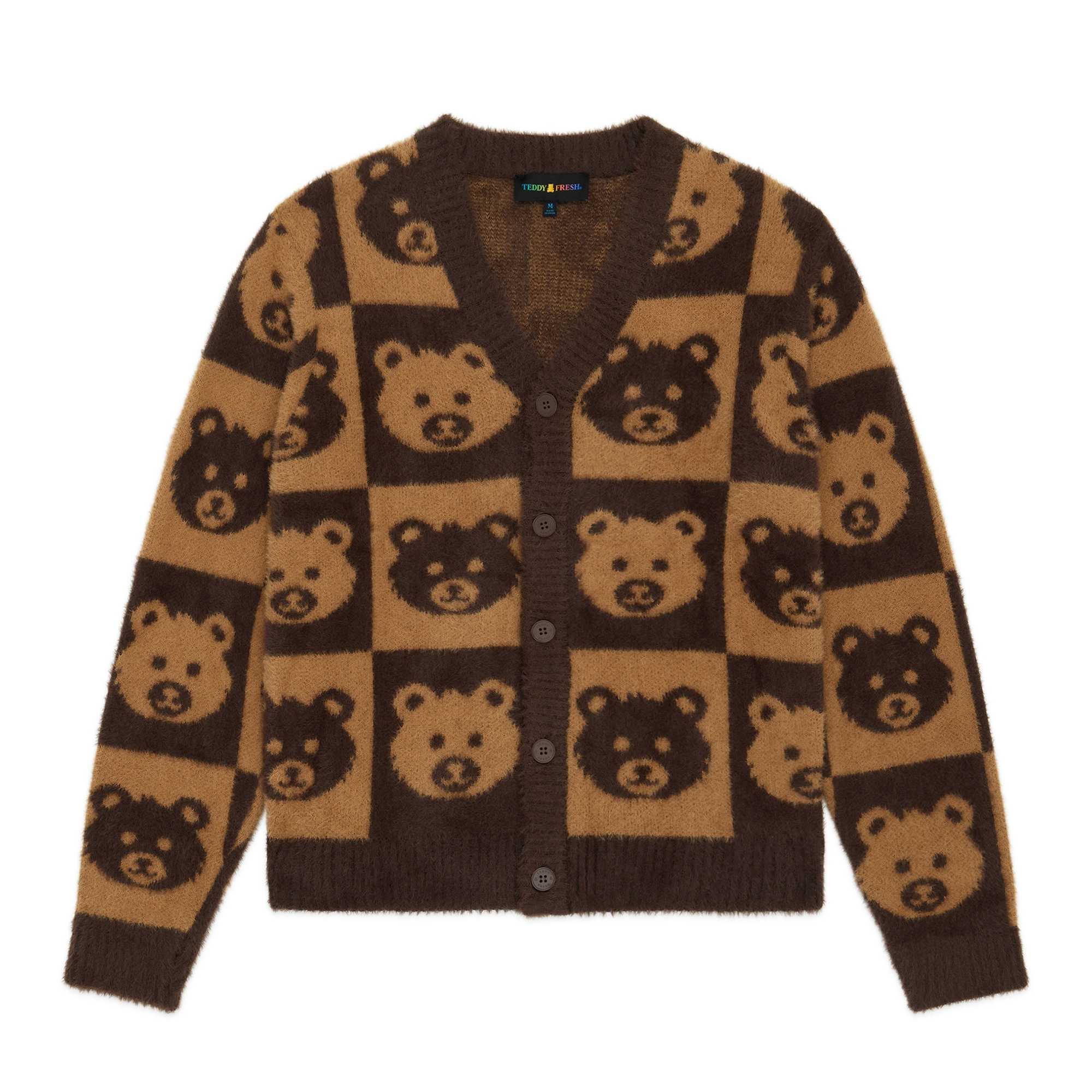 Brown Teddy Fresh Checkered Bear Cardigan | 0956IEYAR