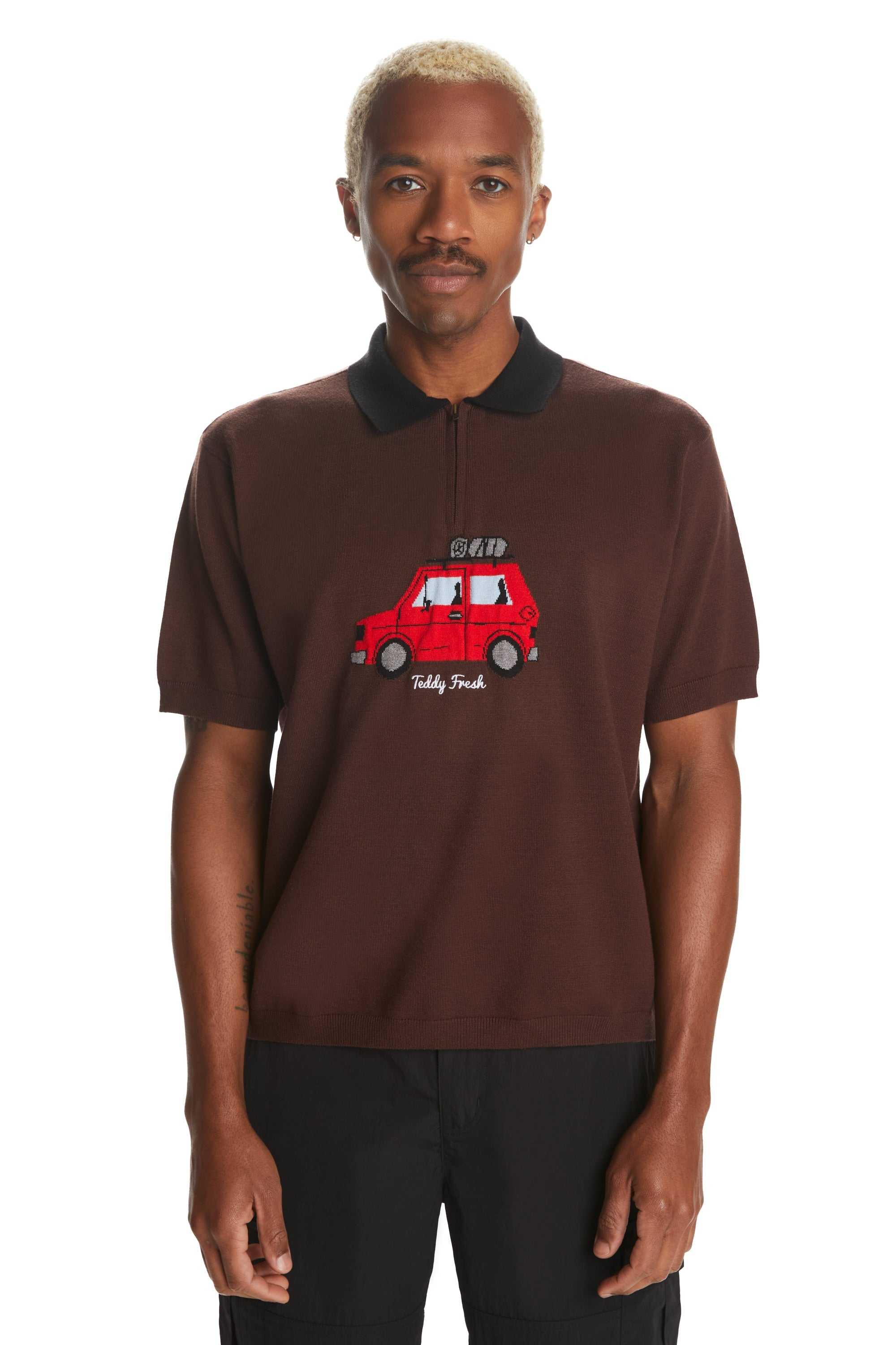 Brown Teddy Fresh Road Trip Zip Polo | 9425UOFHT