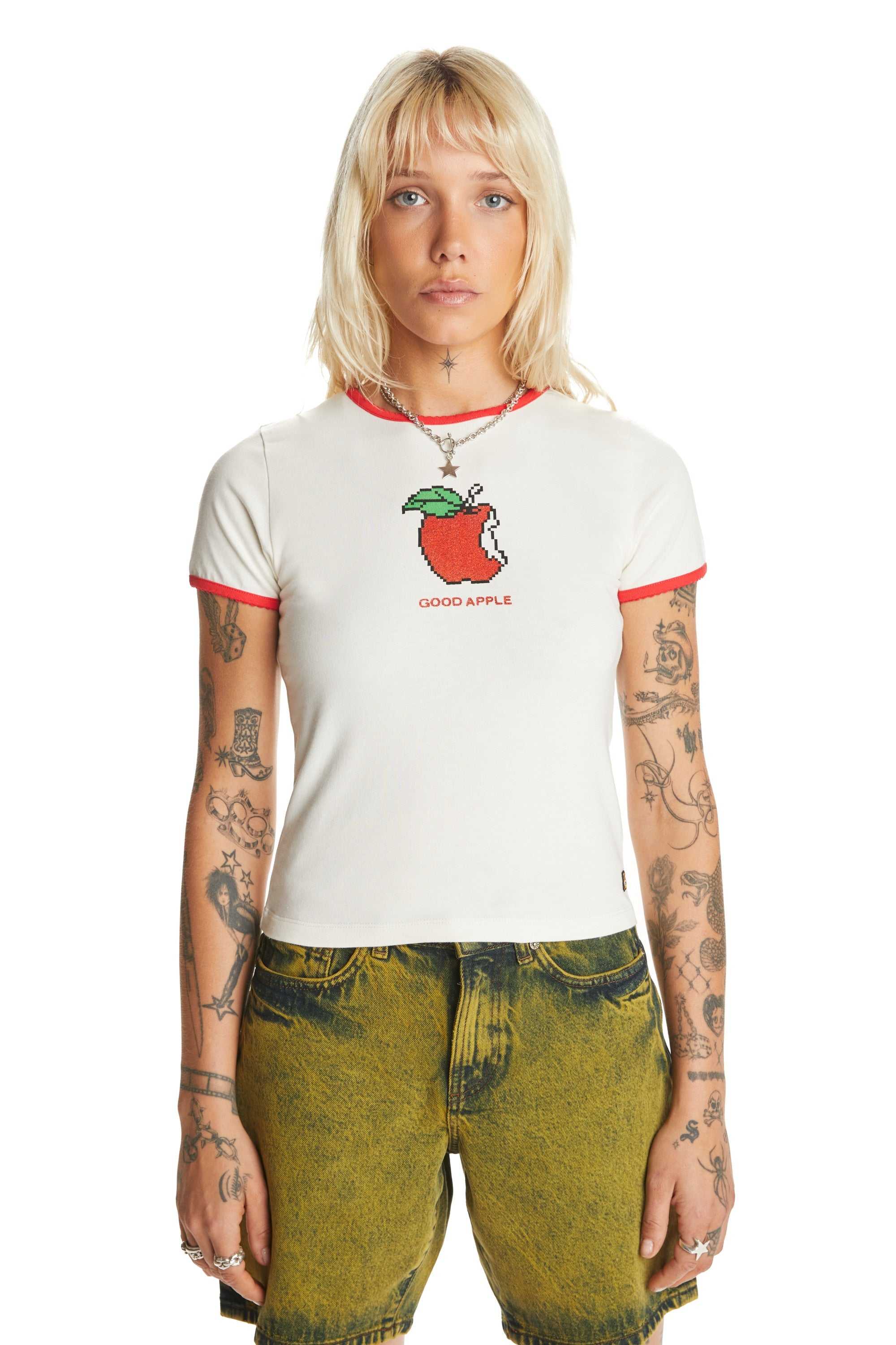 Cream Teddy Fresh Apple A Day Tee | 0273SRAJK