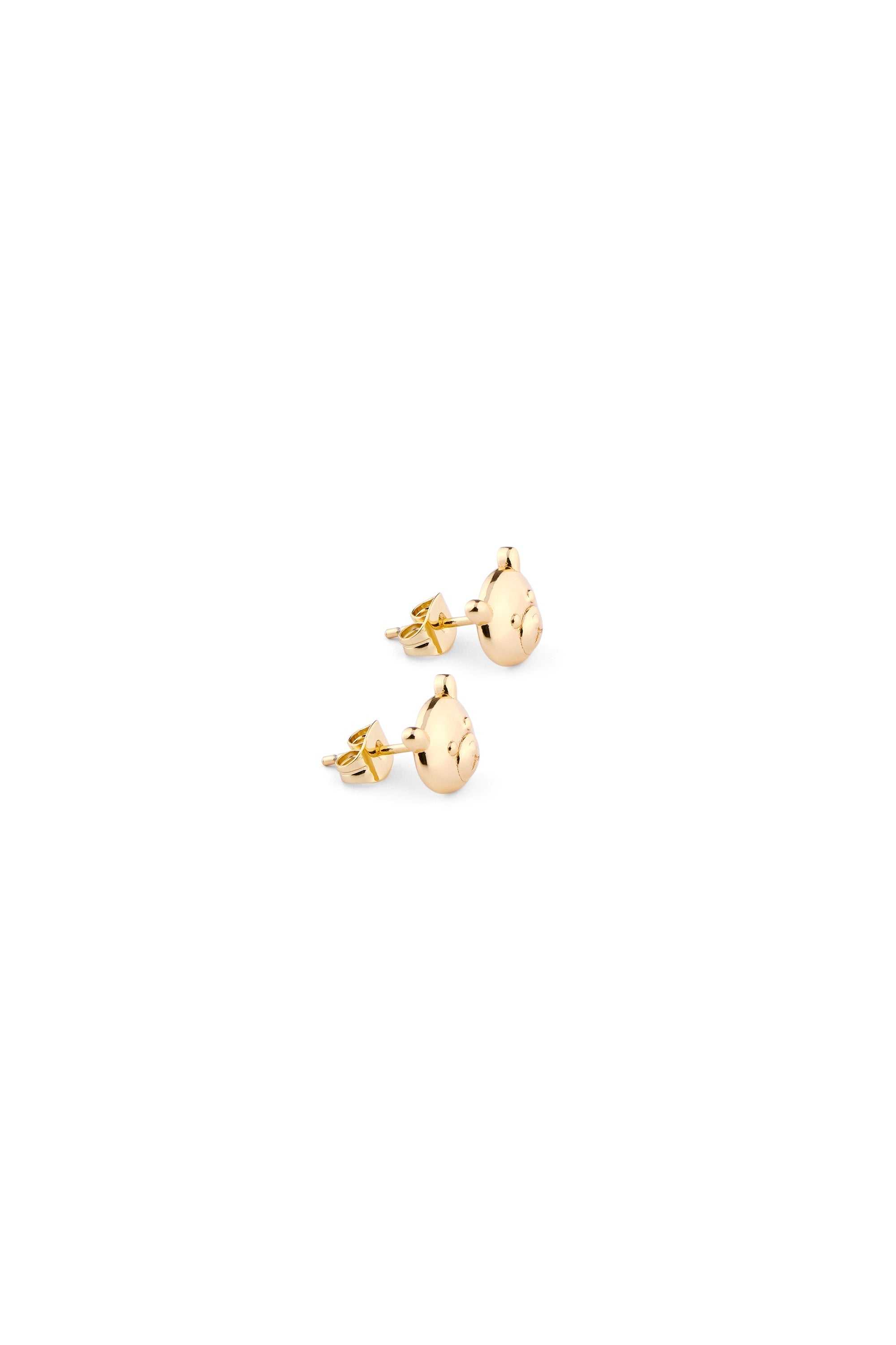 Gold Teddy Fresh Bear Face Earrings | 7195BGLPK