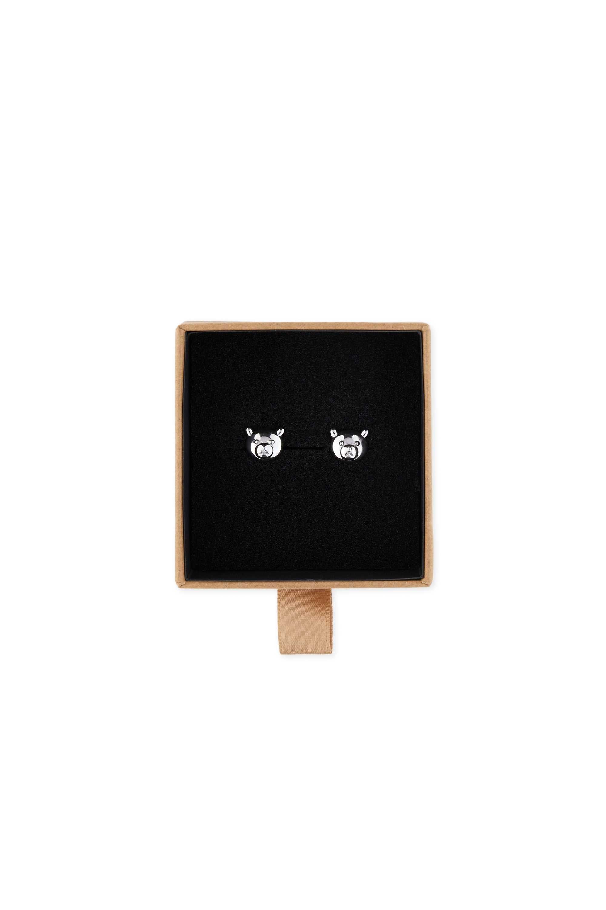 Gold Teddy Fresh Bear Face Earrings | 7195BGLPK