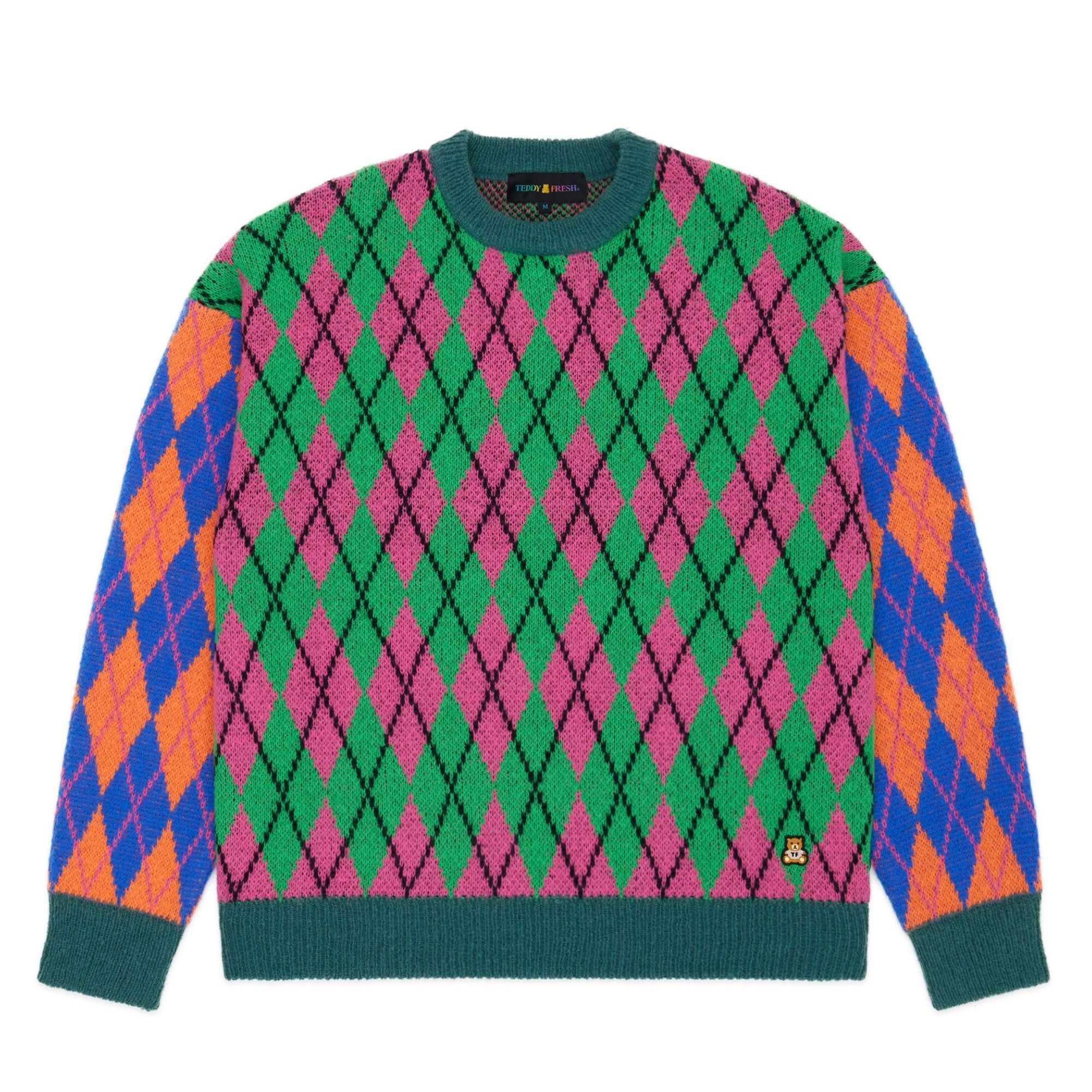 Green Teddy Fresh Argyle Block Sweater | 8172RUBJS