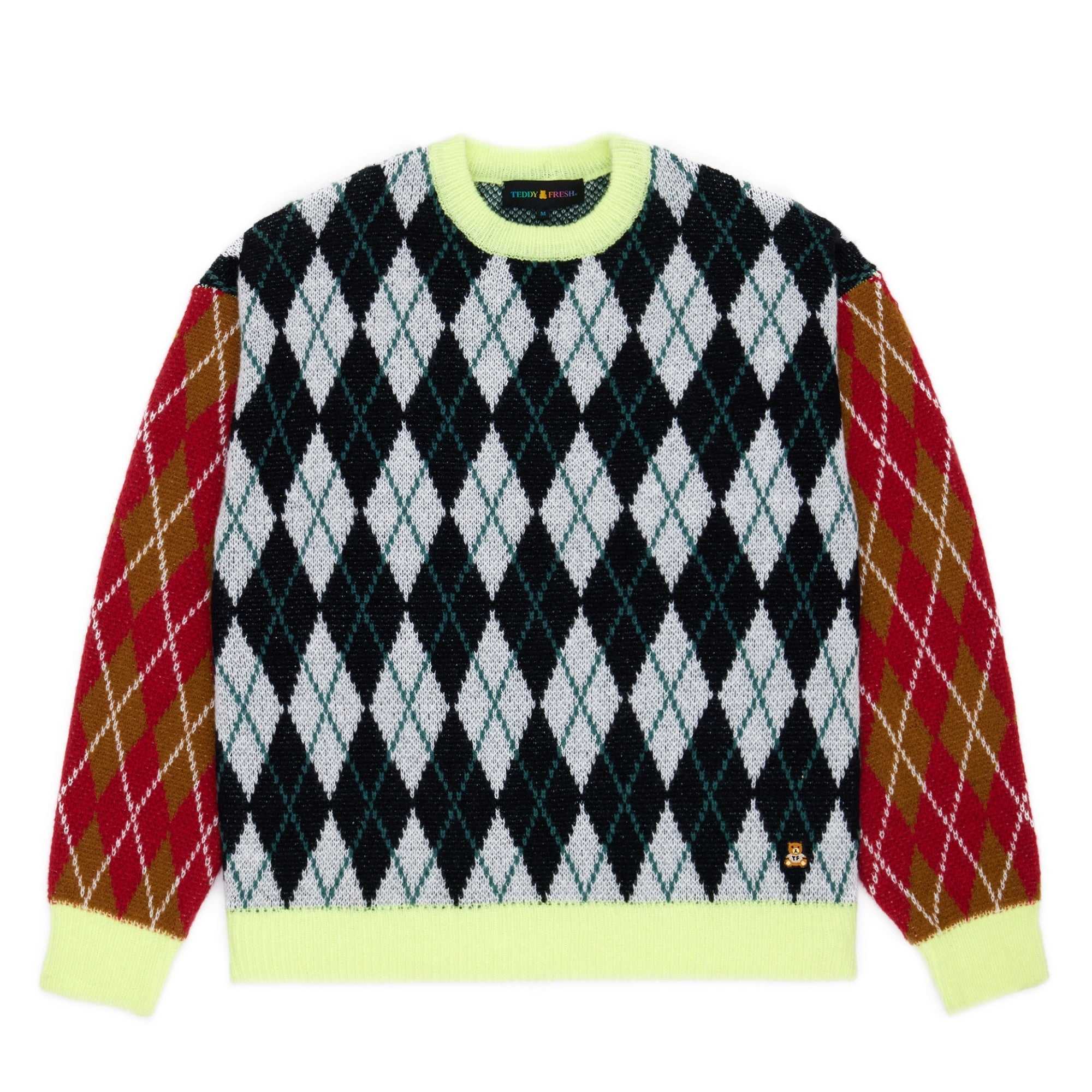 Green Teddy Fresh Argyle Block Sweater | 8172RUBJS