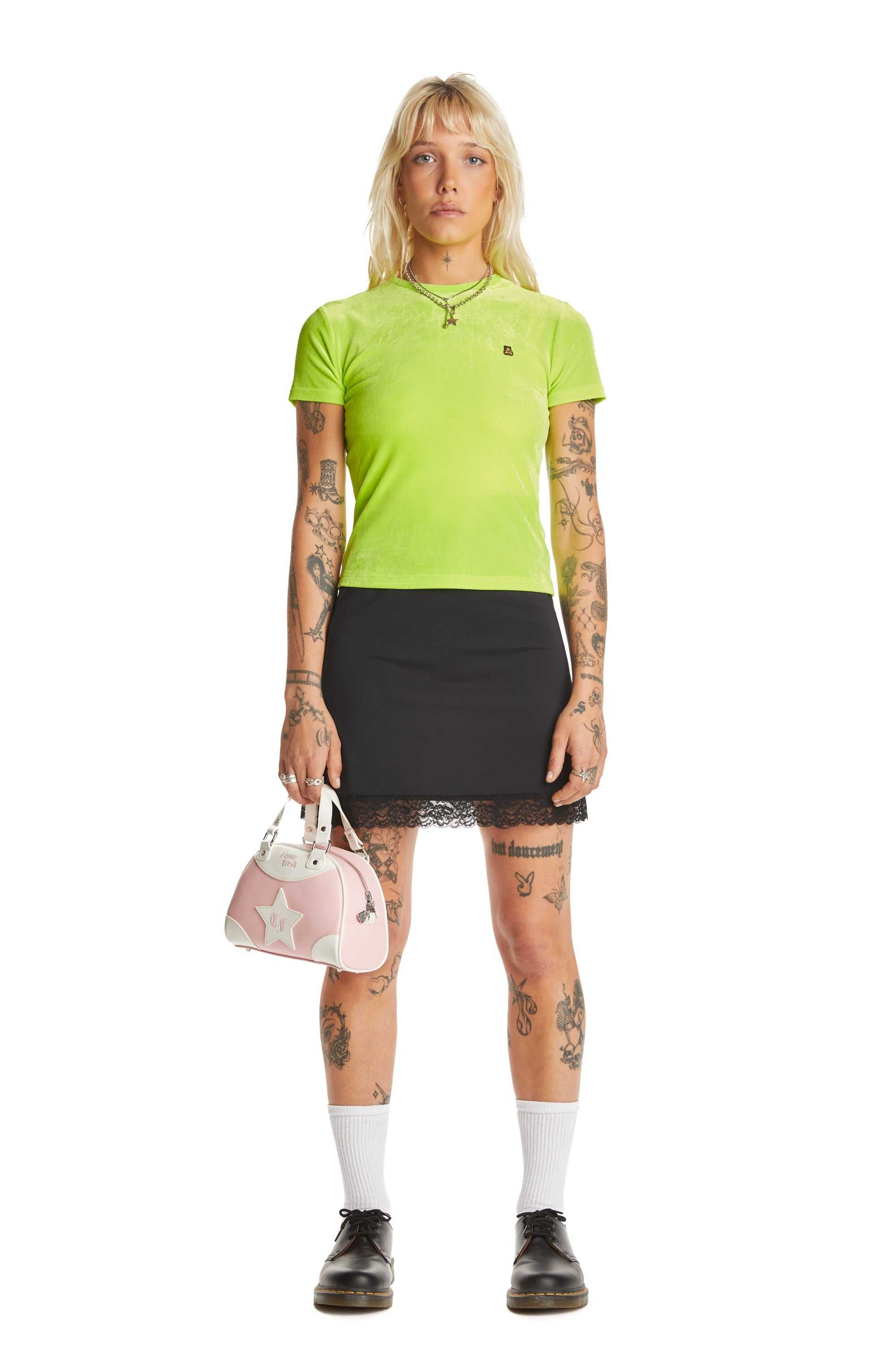 Green Teddy Fresh Highlighter Velour Top | 9012JKZME