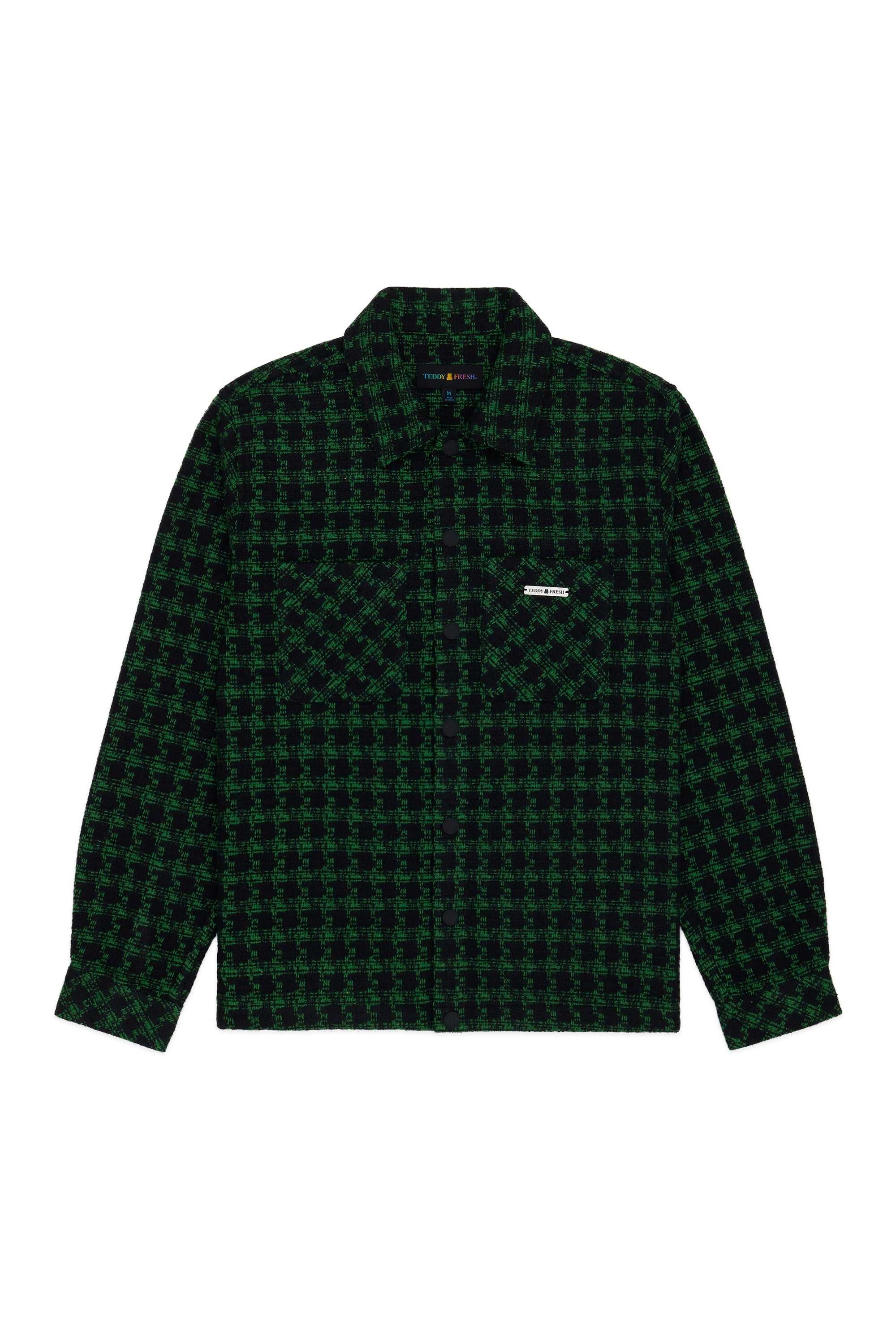 Green Teddy Fresh Send Help Woven Snap Shacket | 5974BMLGF