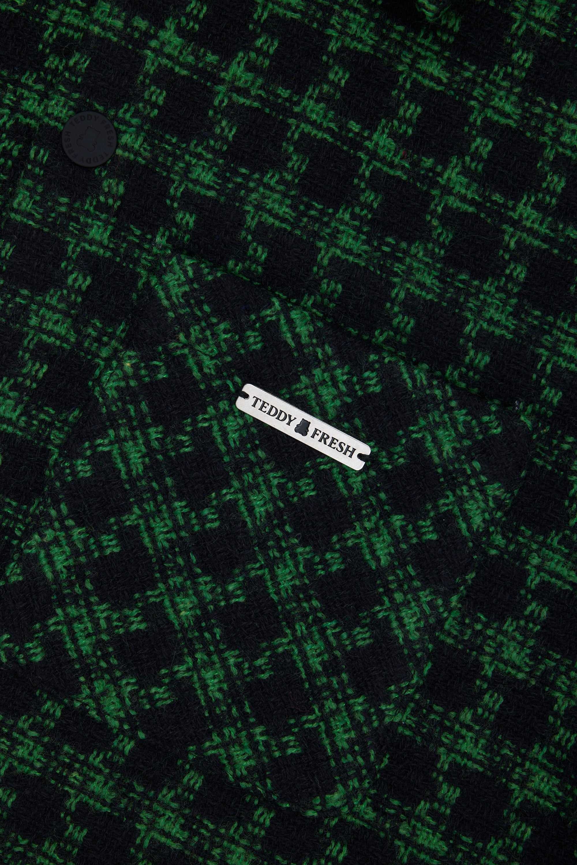 Green Teddy Fresh Send Help Woven Snap Shacket | 5974BMLGF