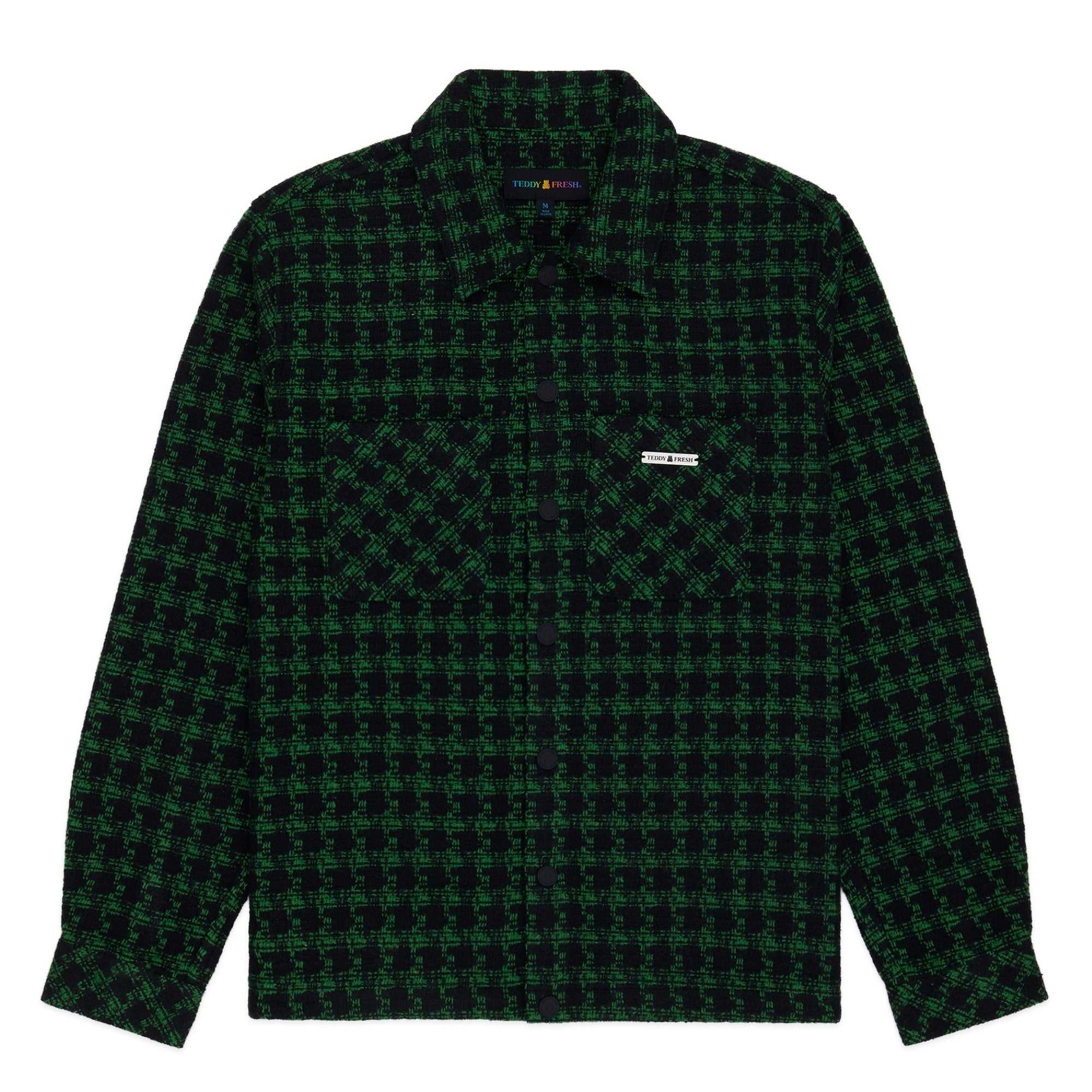 Green Teddy Fresh Send Help Woven Snap Shacket | 5974BMLGF