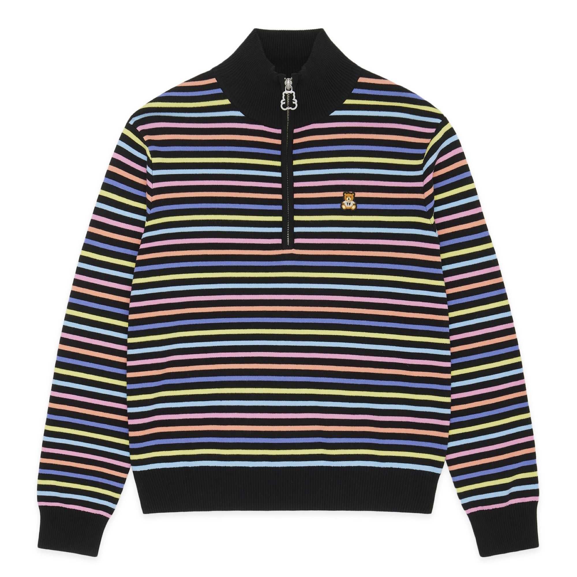 Green Teddy Fresh Striped Knit Half Zip Top | 9153JFVGP