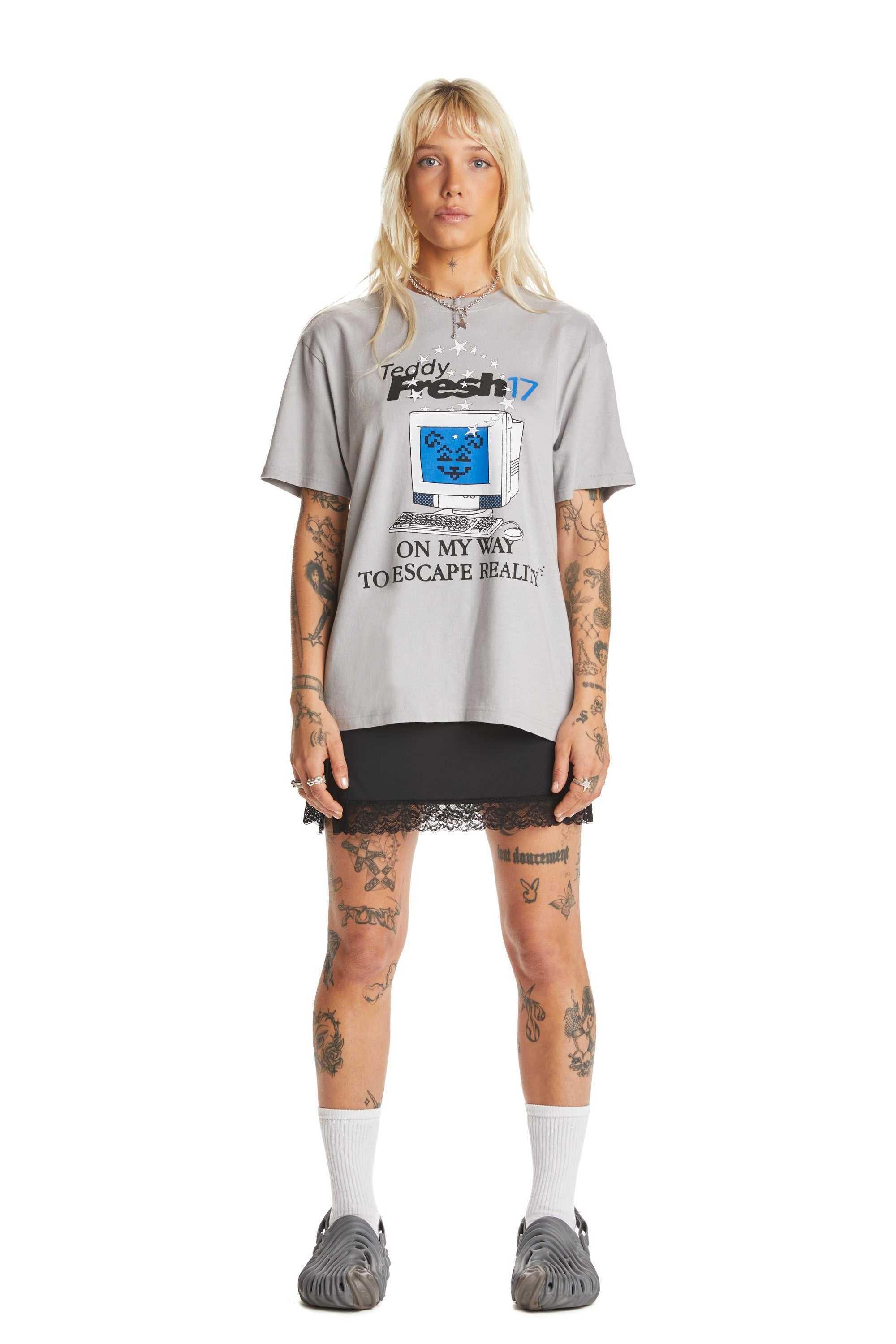 Grey Teddy Fresh Computer Tee | 9130THSMR