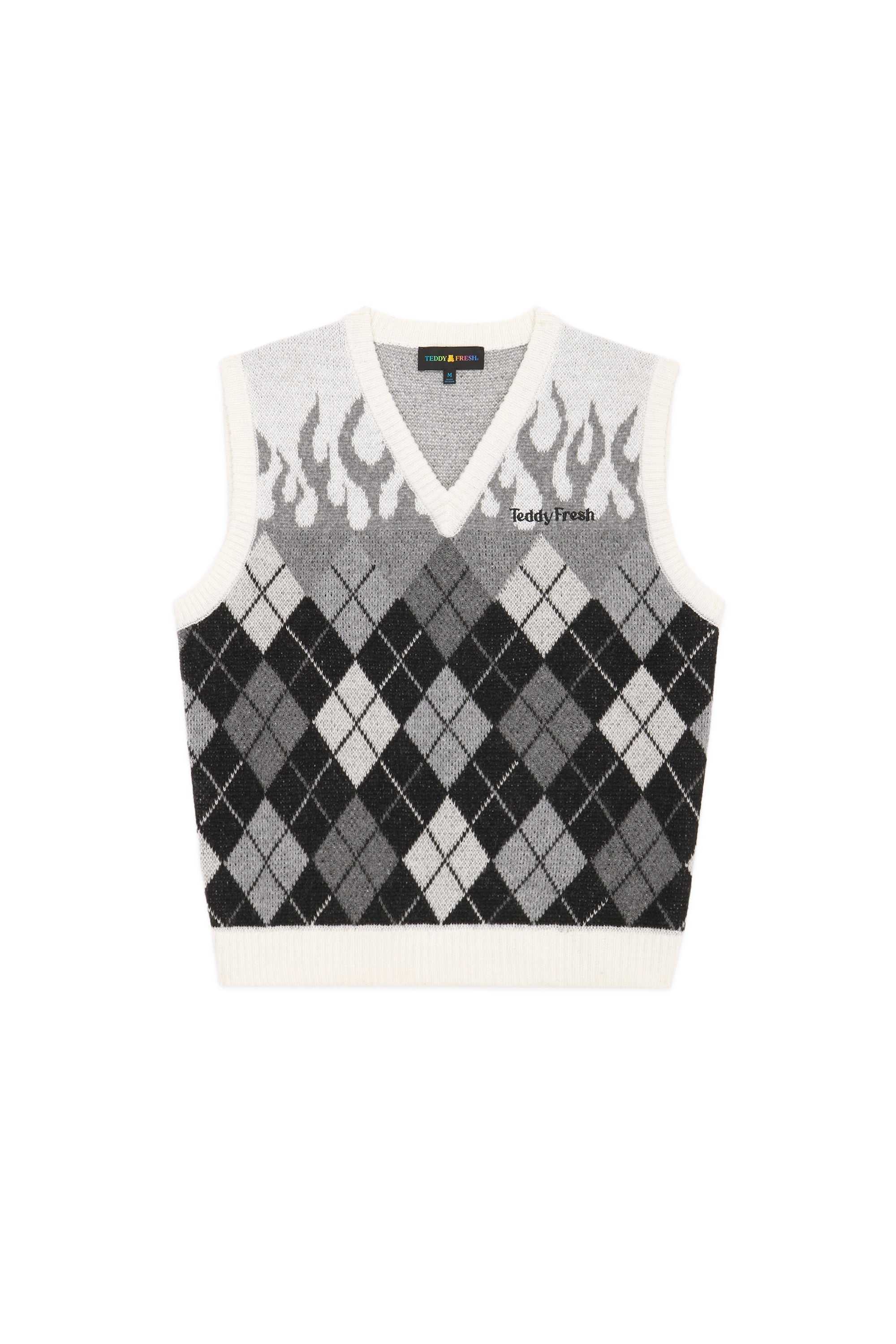 Grey Teddy Fresh Greyscale Flames Sweater Vest | 1270PSCAW