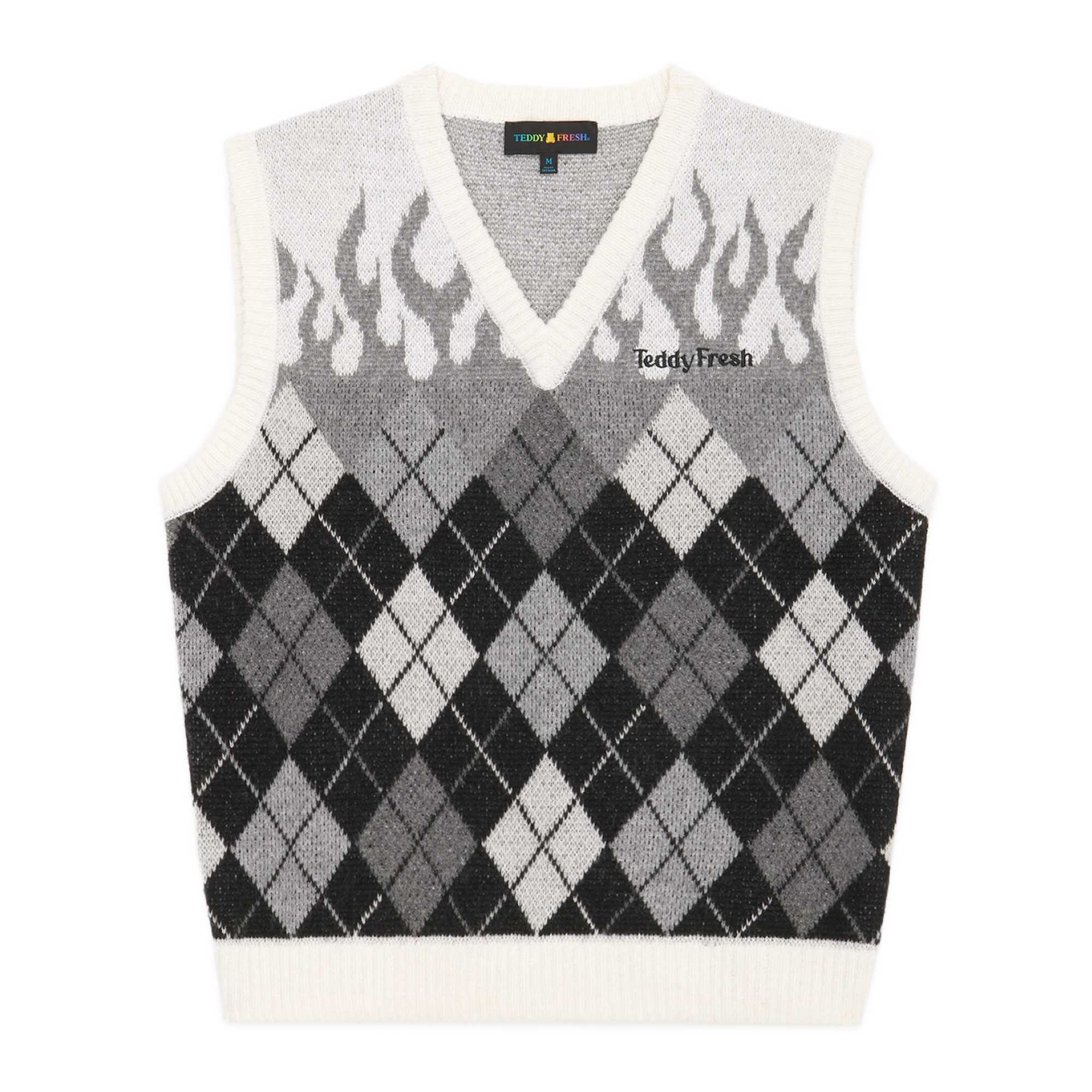 Grey Teddy Fresh Greyscale Flames Sweater Vest | 1270PSCAW