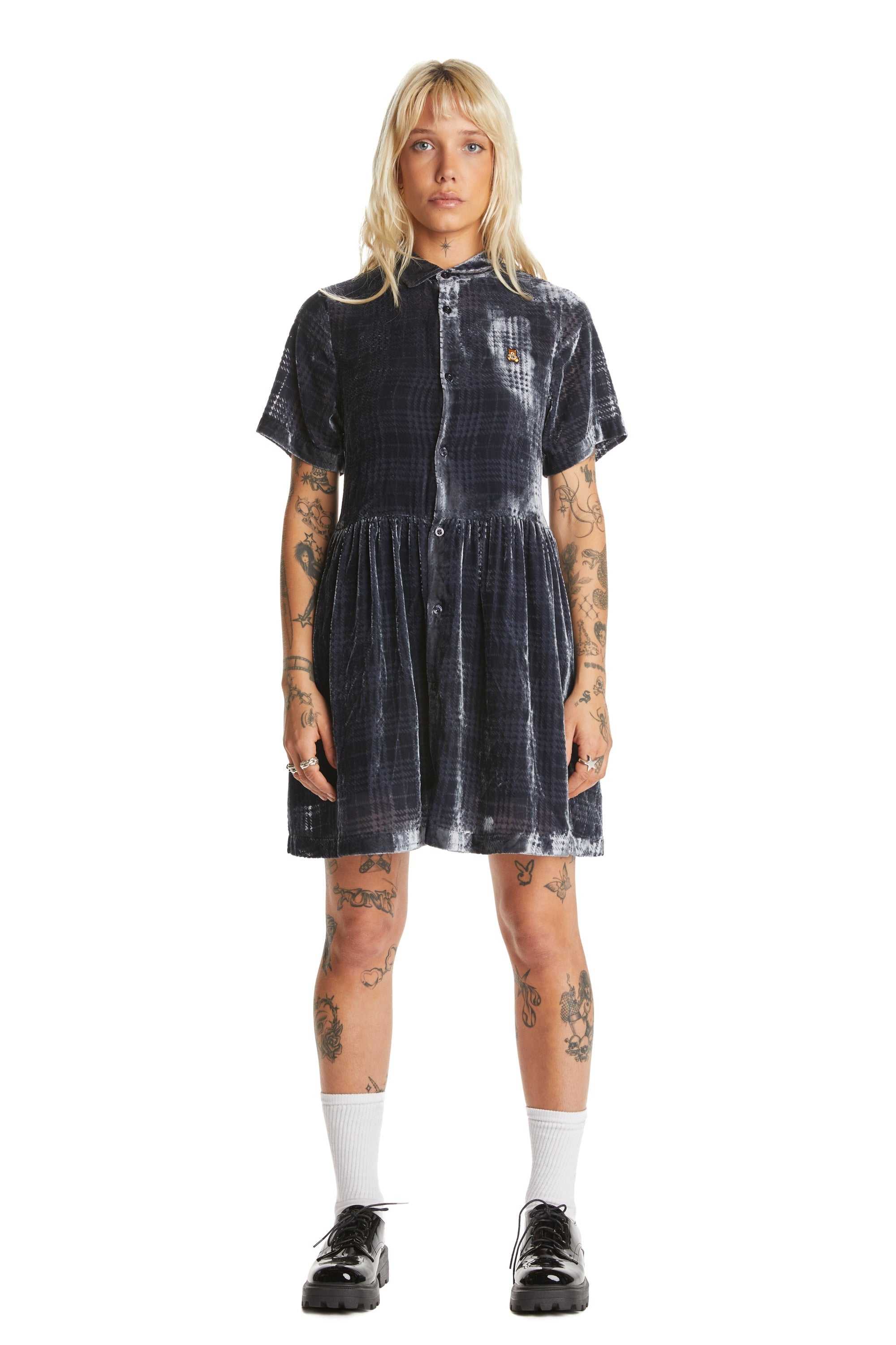 Grey Teddy Fresh Sheer Check Shirt Dress | 3165EVBDS