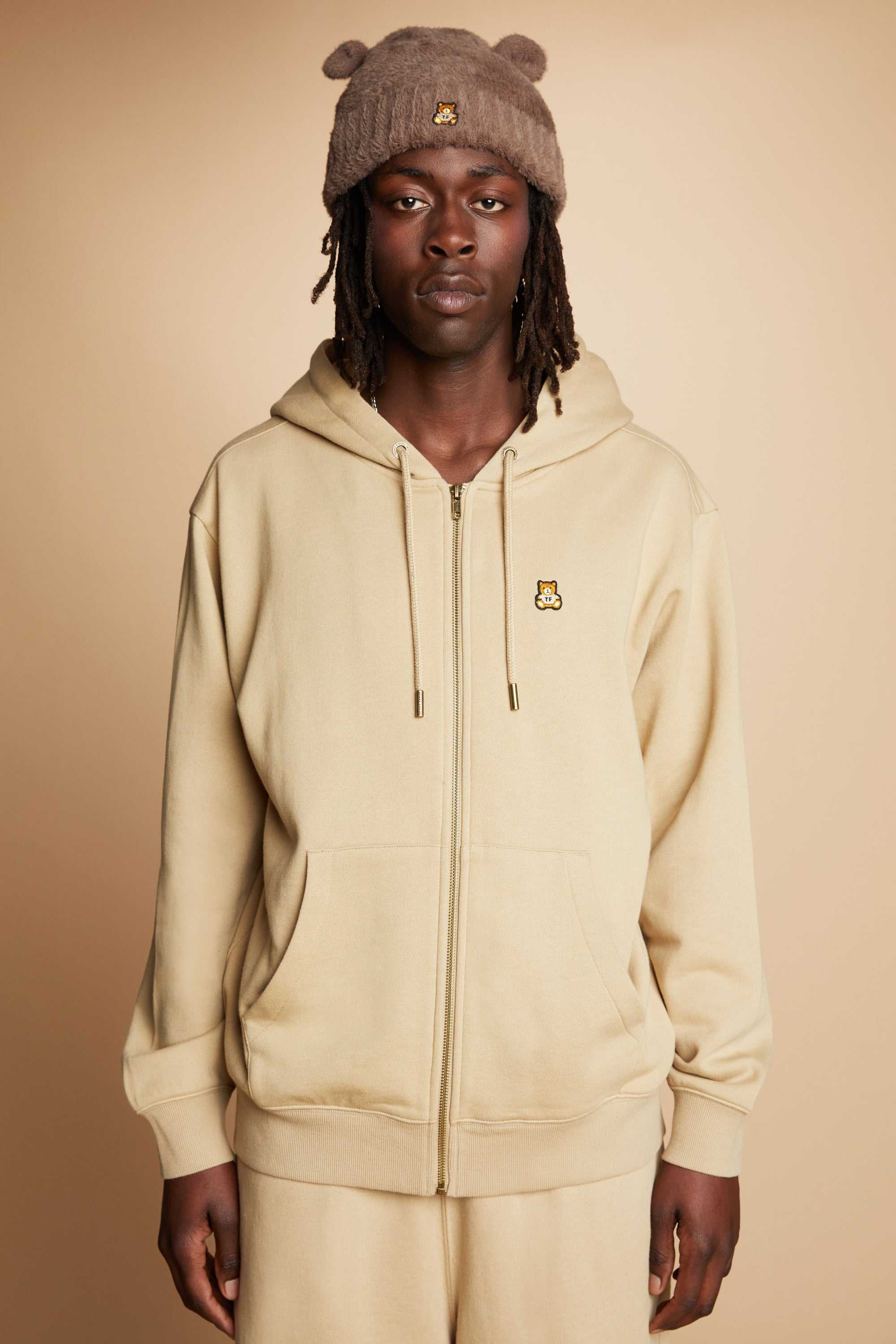 Khaki Teddy Fresh Classic Zip Hoodie | 0513LYKBV