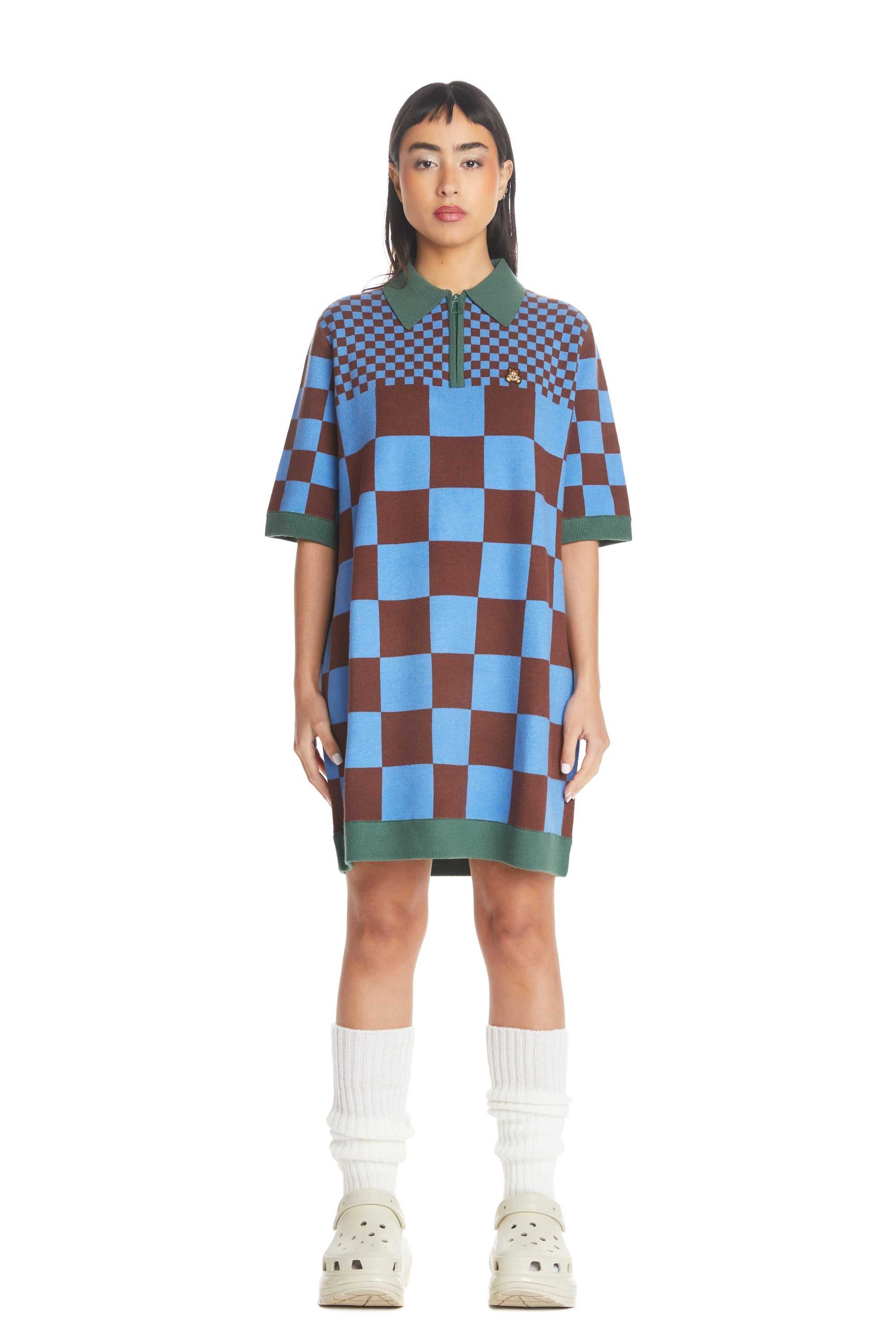 Multi Teddy Fresh Check Clash Sweater Dress | 0835XOMZI