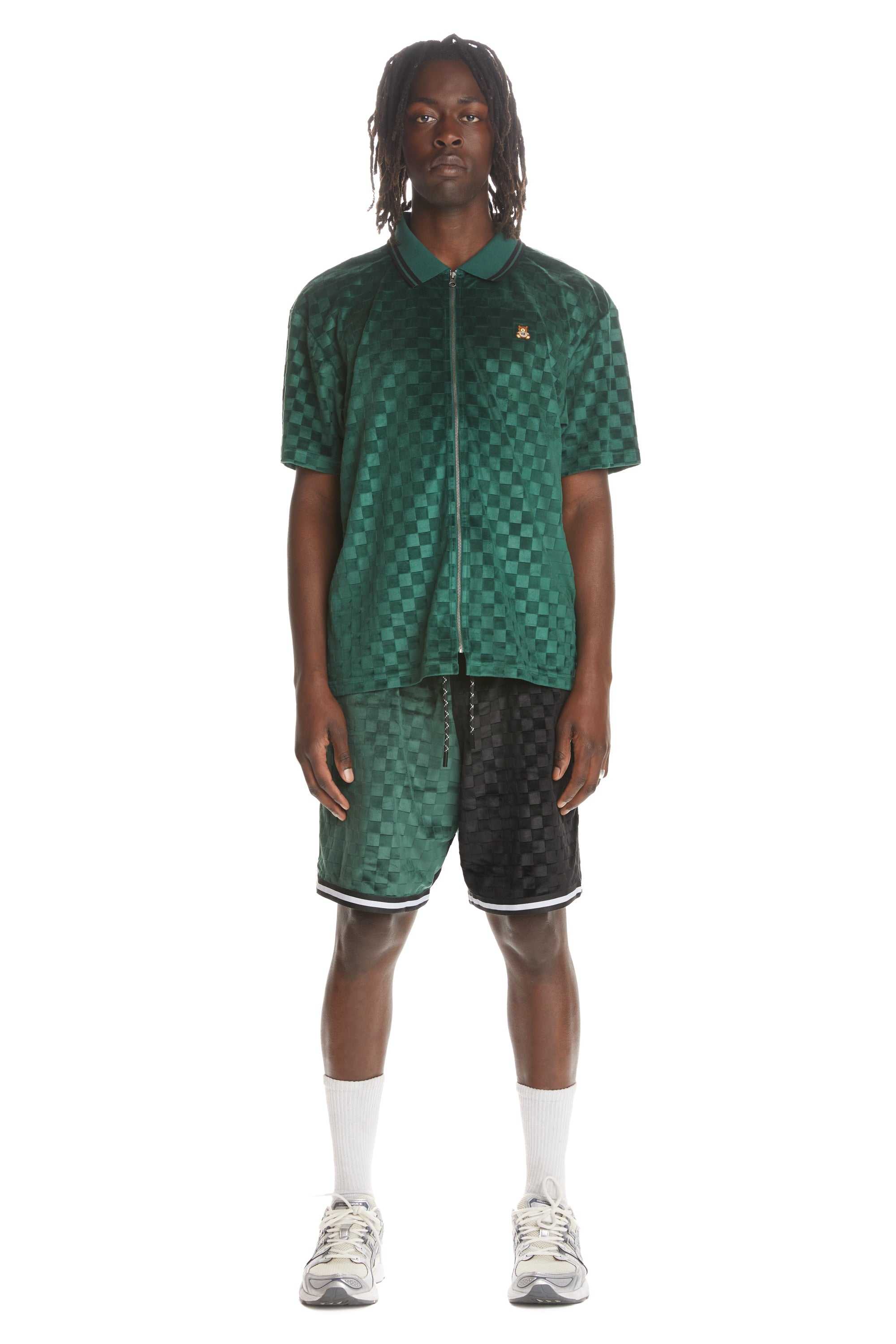 Multi Teddy Fresh Embossed Checker Velour Shorts | 0625QVMDH