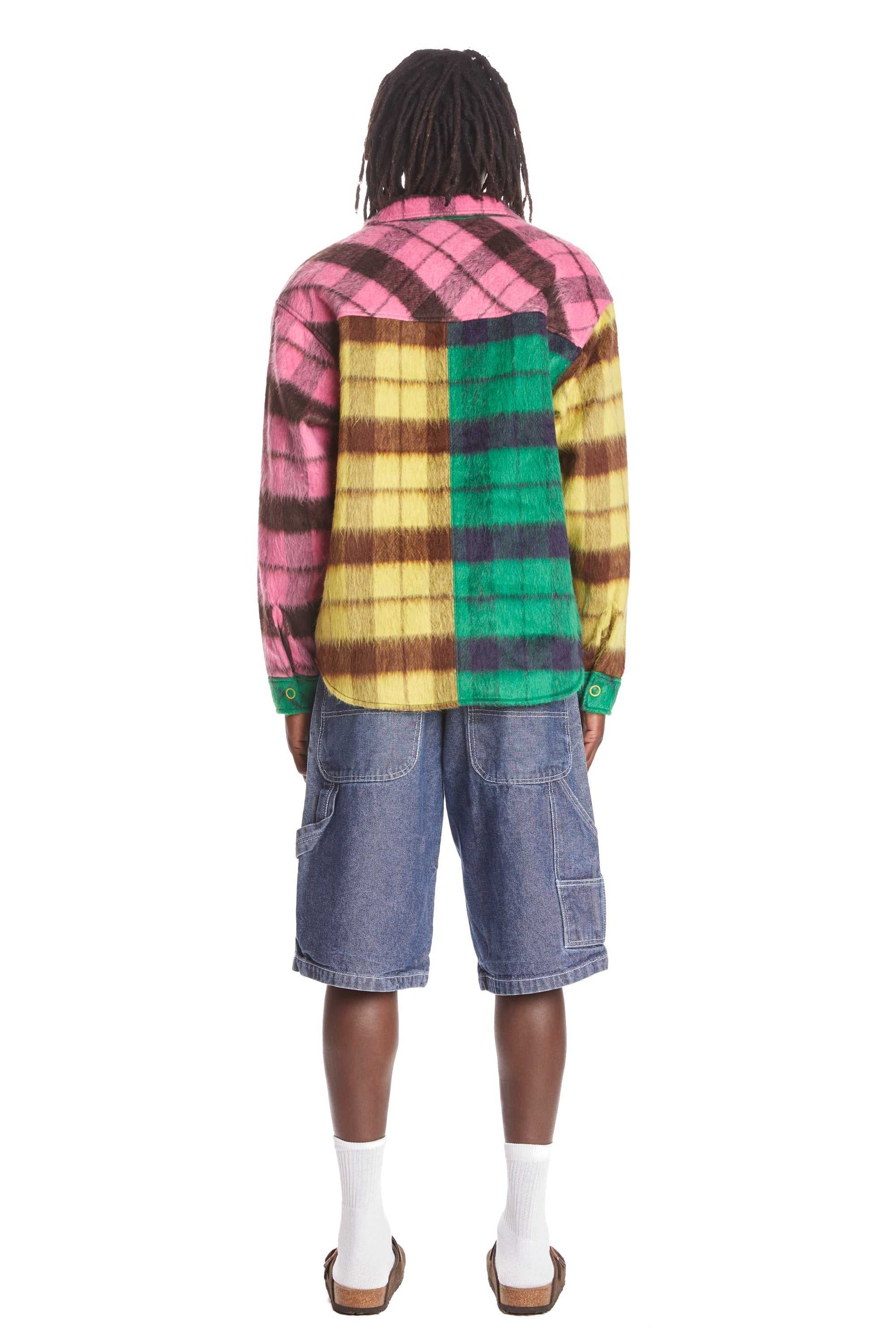 Multi Teddy Fresh Fuzzy Plaid Snap Shacket | 4089TKYEH