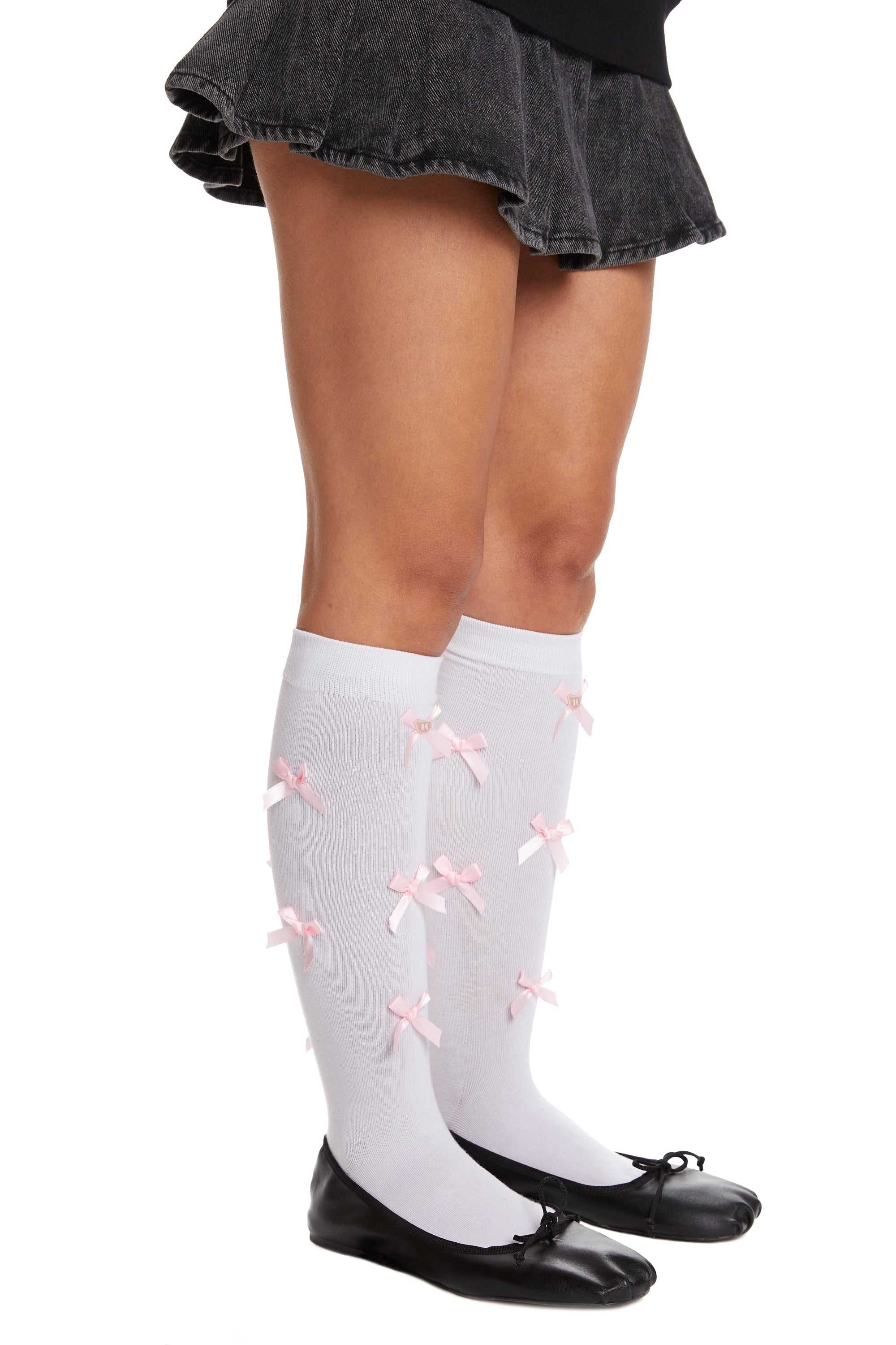 Natural Teddy Fresh Knee High Bow Socks | 8673FHWDY