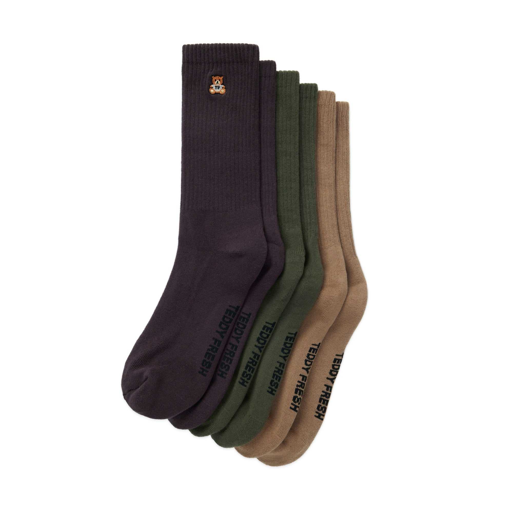 Neutral Teddy Fresh Classic Tube Socks 3-Pack | 8413BJWNP