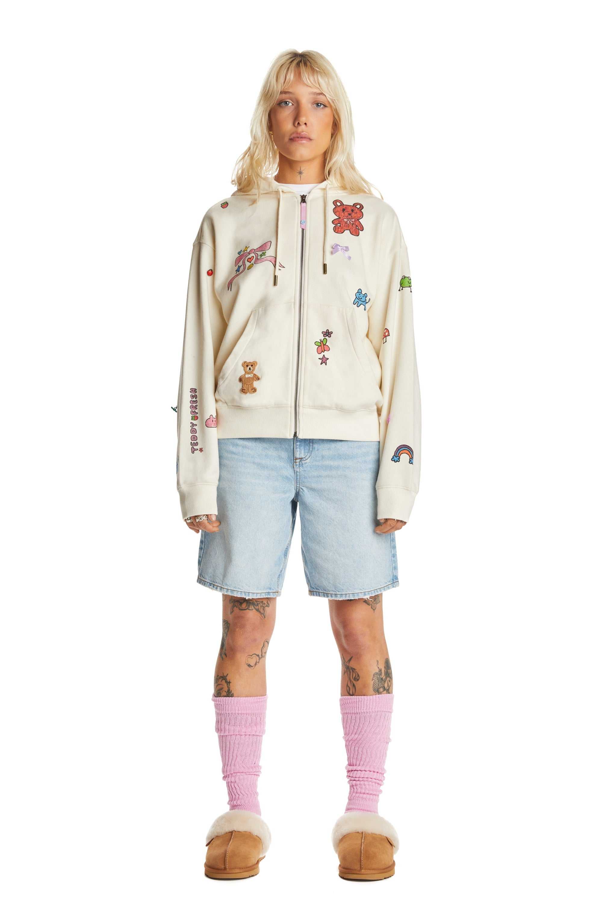 Off White Teddy Fresh TF x Blo_oberry Little Charms Hoodie | 8327VQSNT