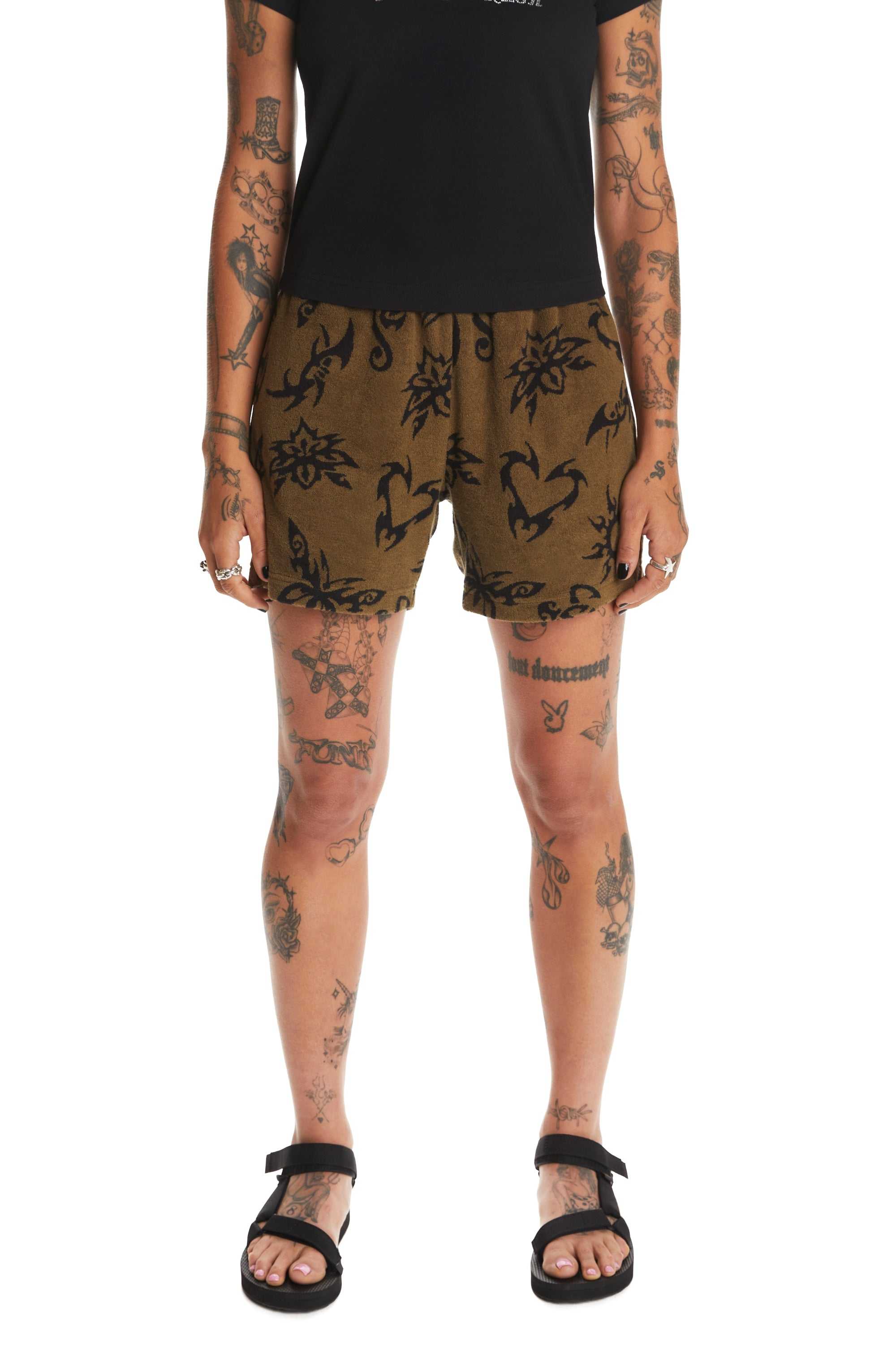 Olive Teddy Fresh Souvenir Terry Shorts | 3248INHCL