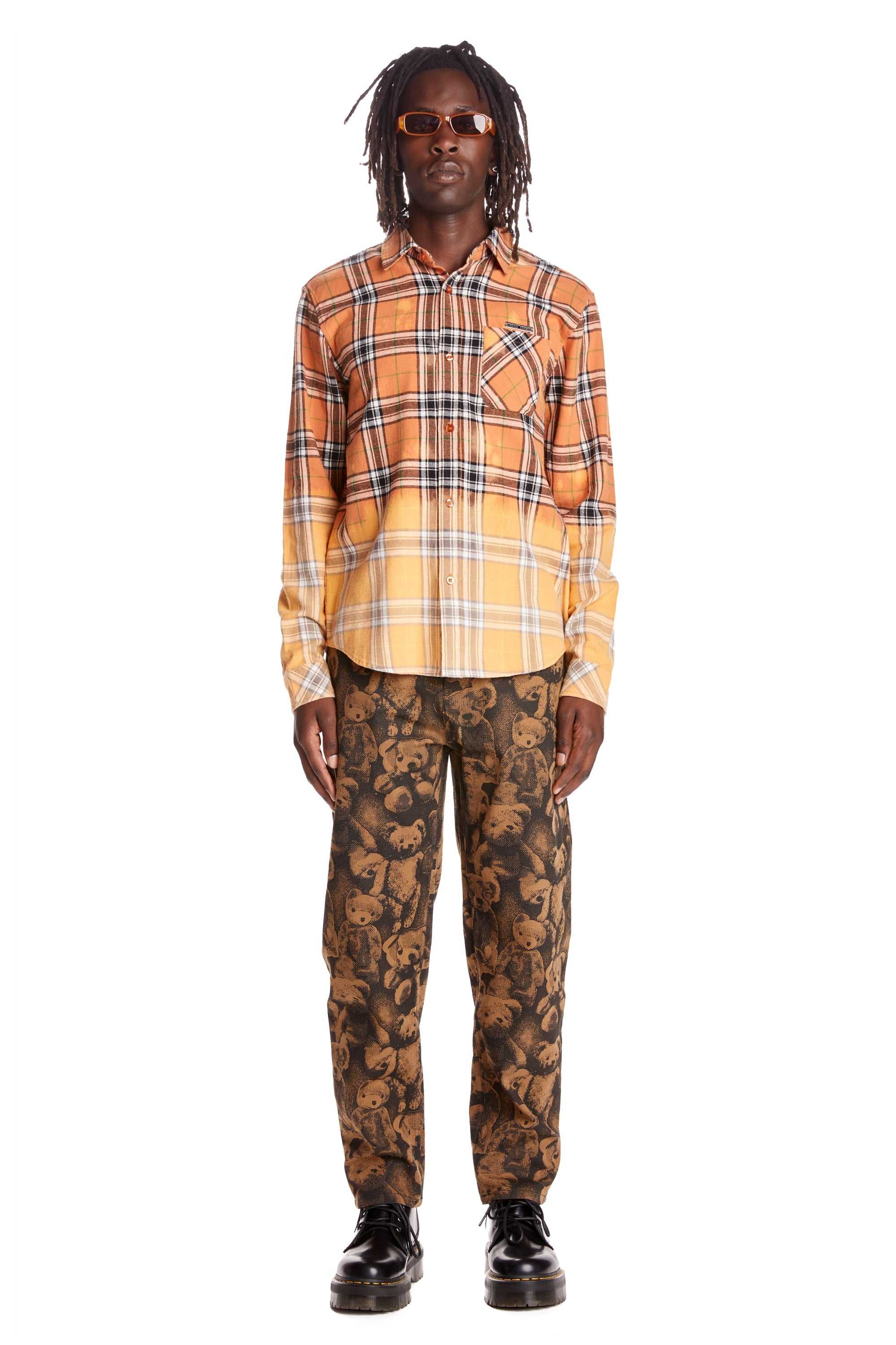 Orange Teddy Fresh Bleached Flannel Shirt | 6390HXSZA