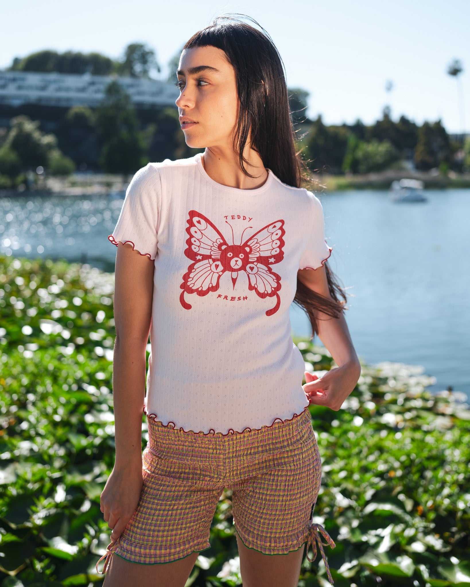 Pink Teddy Fresh Bear Butterfly Tee | 6759TRILV