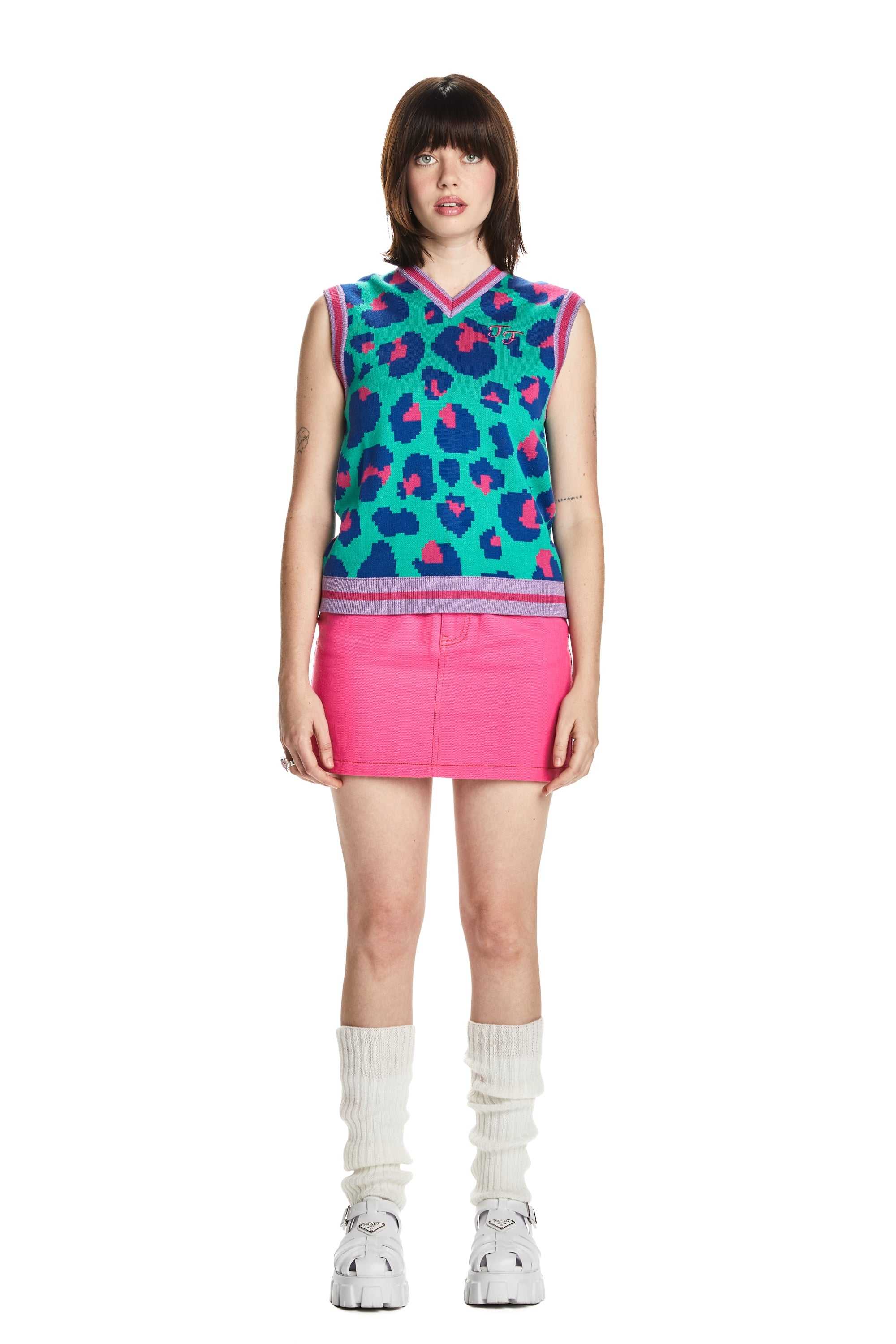 Pink Teddy Fresh Leopard Sweater Vest | 9578HVLXR