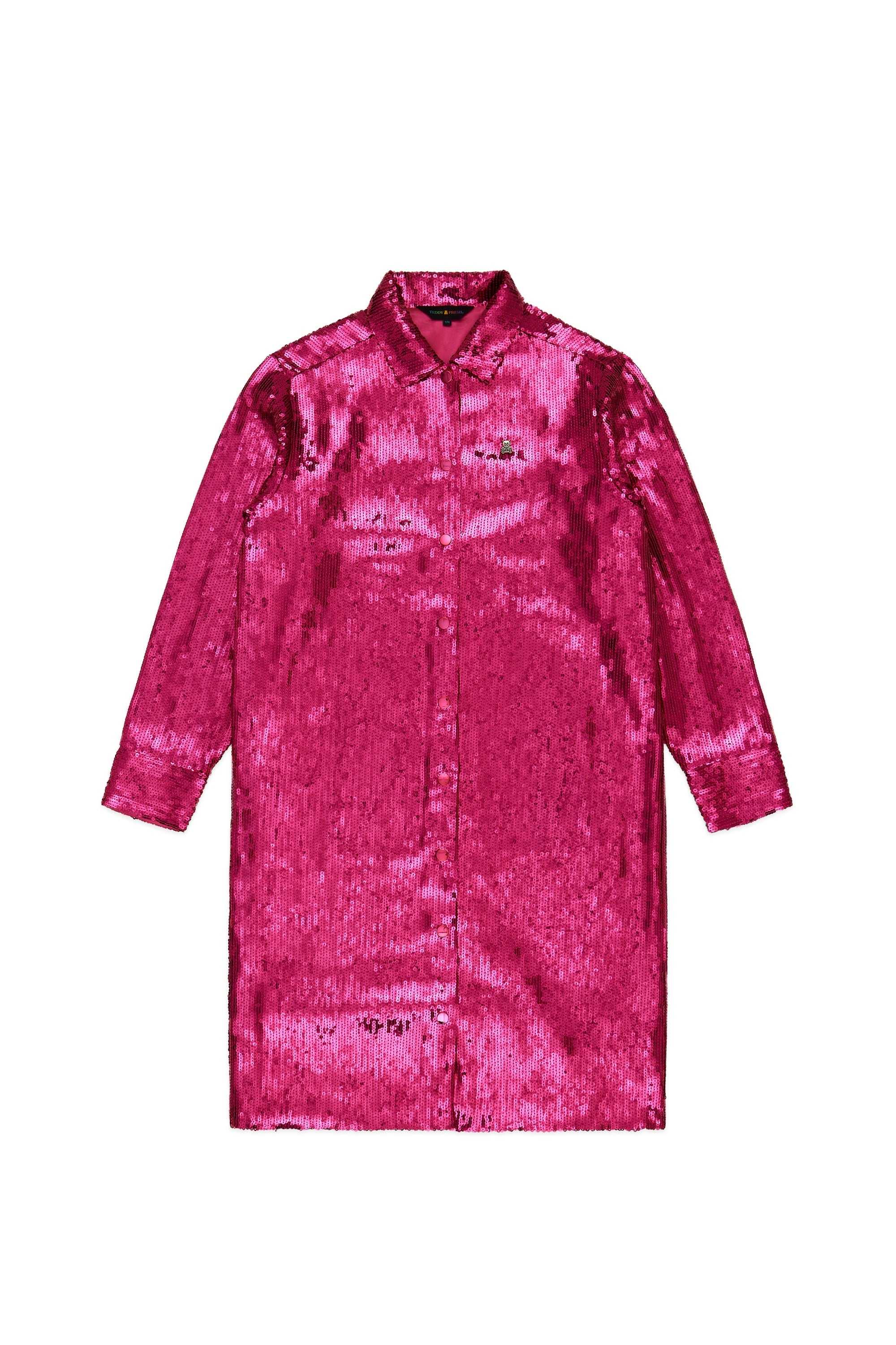 Pink Teddy Fresh Sequin Shirt Dress | 5419CNYPM