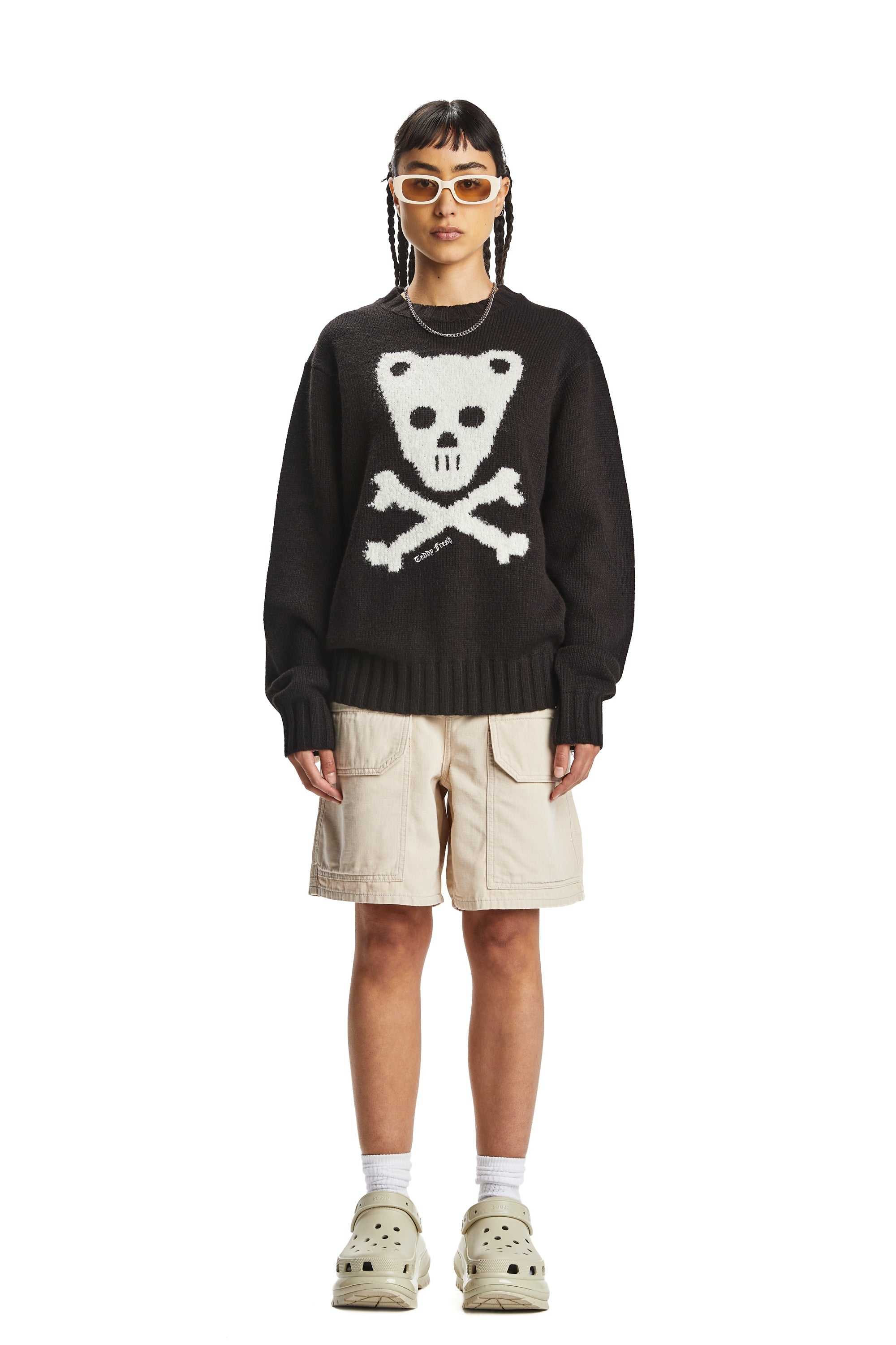 Pink Teddy Fresh Teddy Skull And Crossbones Sweater | 9608PYBAC