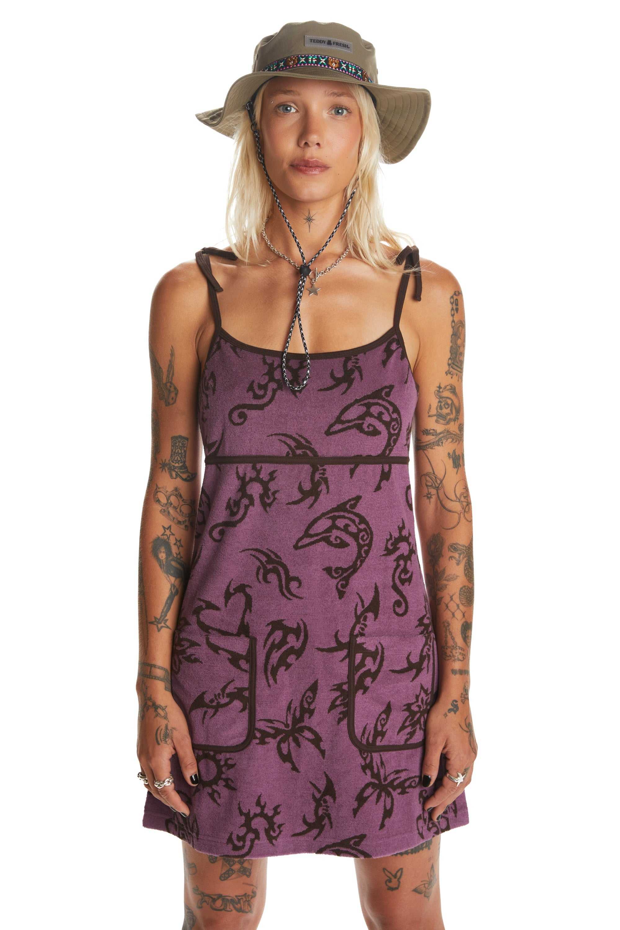 Purple Teddy Fresh Boardwalk Terry Dress | 2371JZKCQ