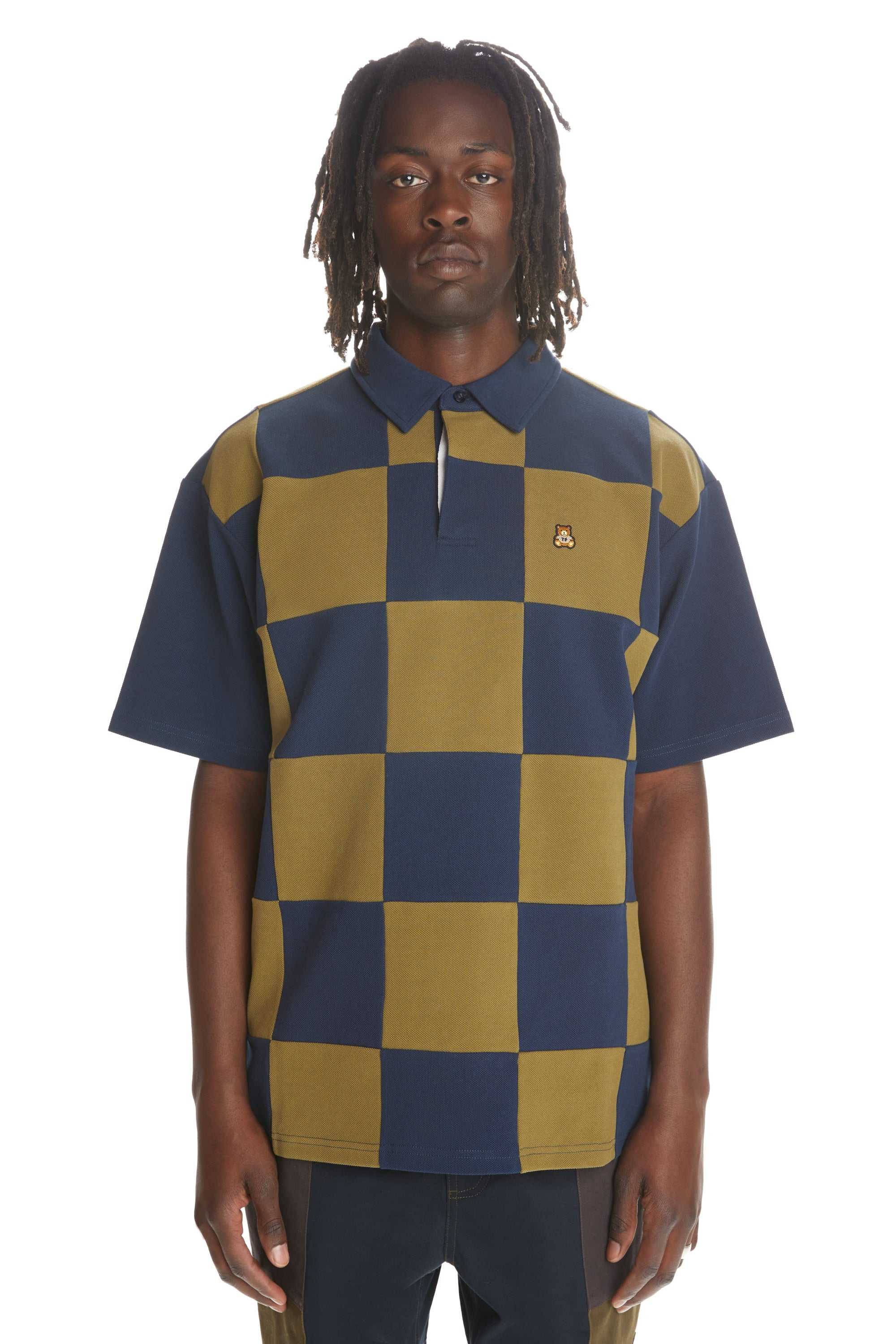 Purple Teddy Fresh Checkerboard Rugby Shirt | 5038PZFDA