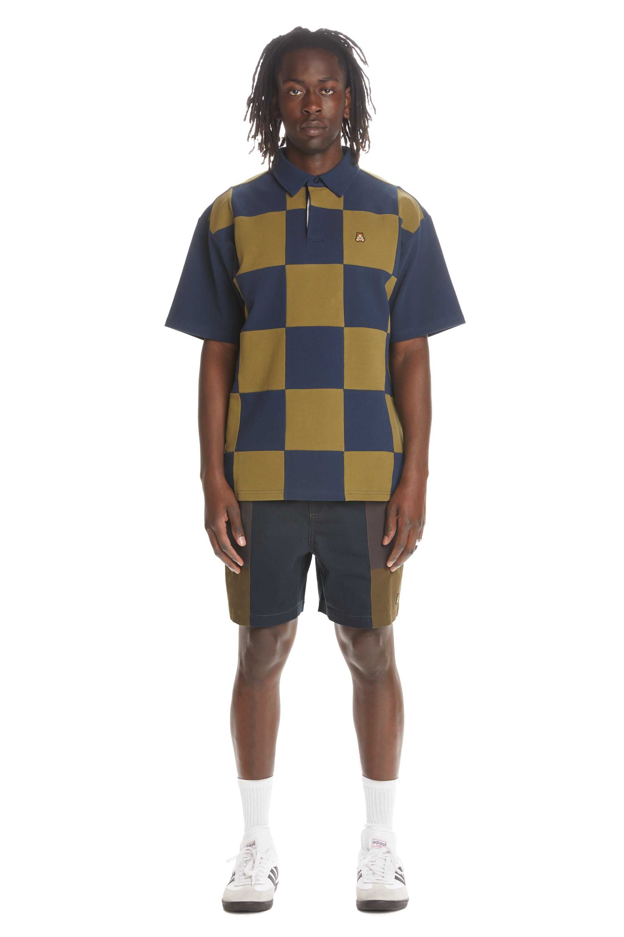 Purple Teddy Fresh Checkerboard Rugby Shirt | 5038PZFDA