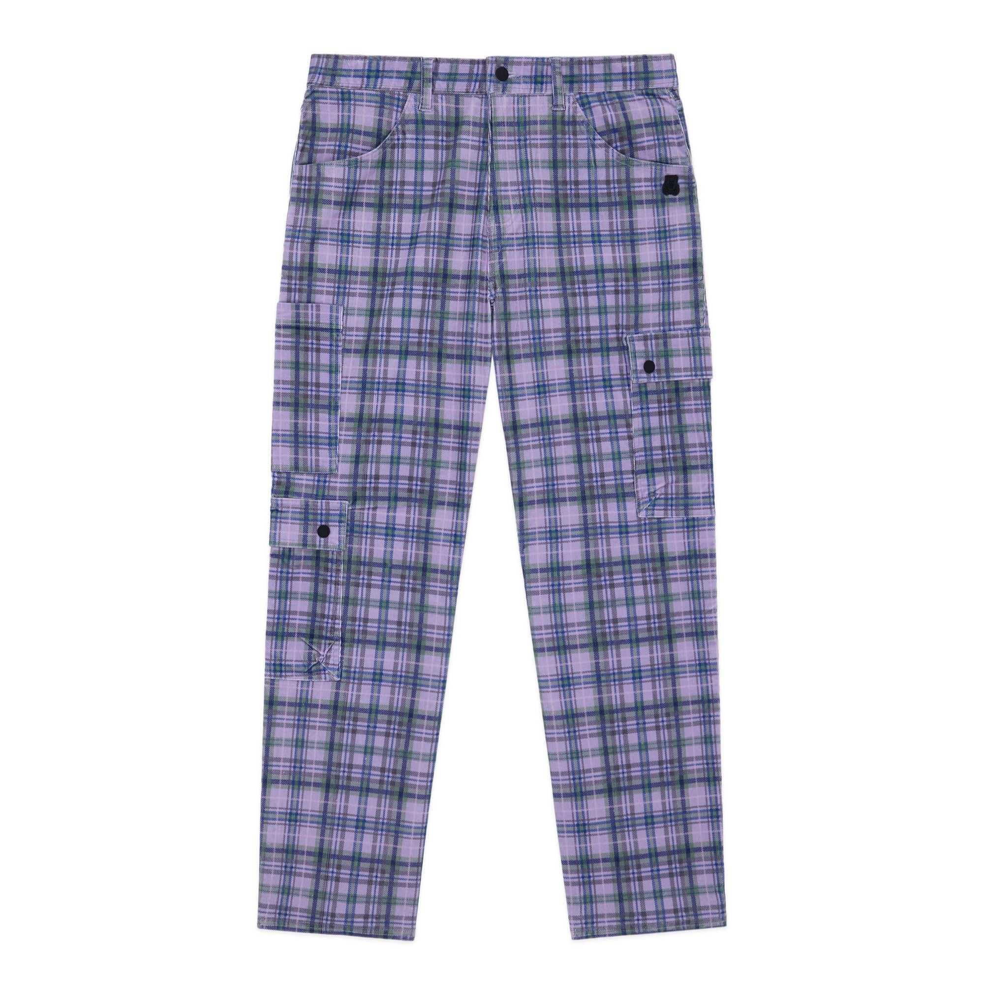 Purple Teddy Fresh Plaid Corduroy Cargo Pants | 7142REGSO