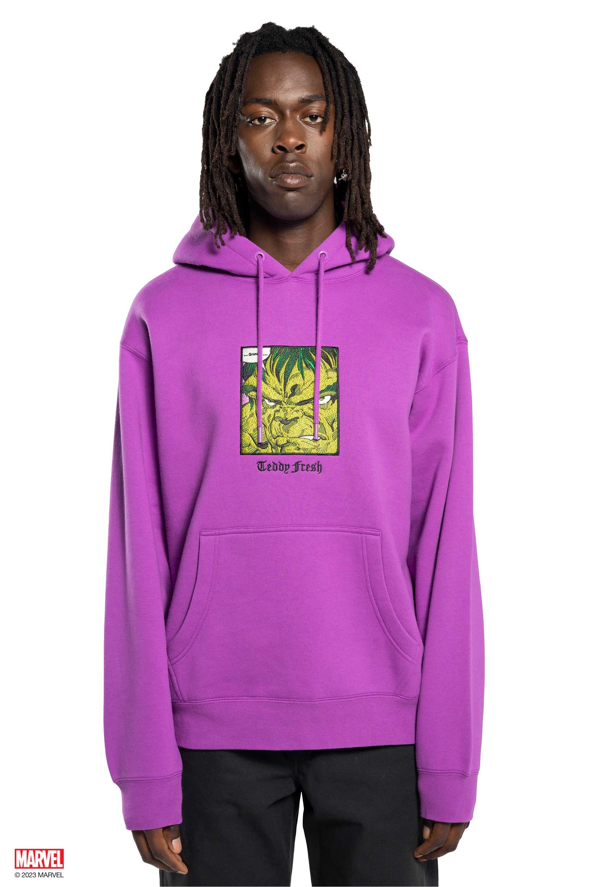 Purple Teddy Fresh TF x Marvel Detailed Embroidery Hulk Hoodie | 7981AQGXS