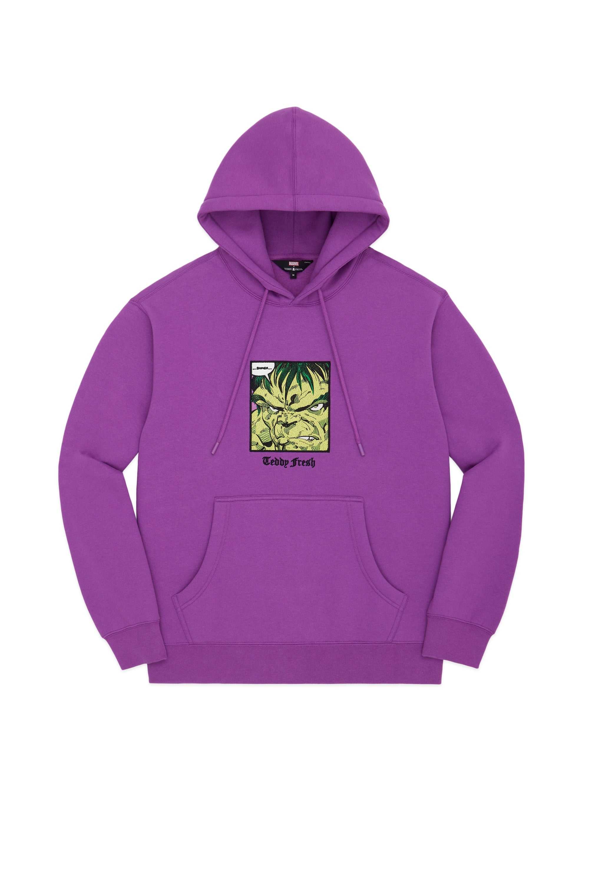 Purple Teddy Fresh TF x Marvel Detailed Embroidery Hulk Hoodie | 7981AQGXS