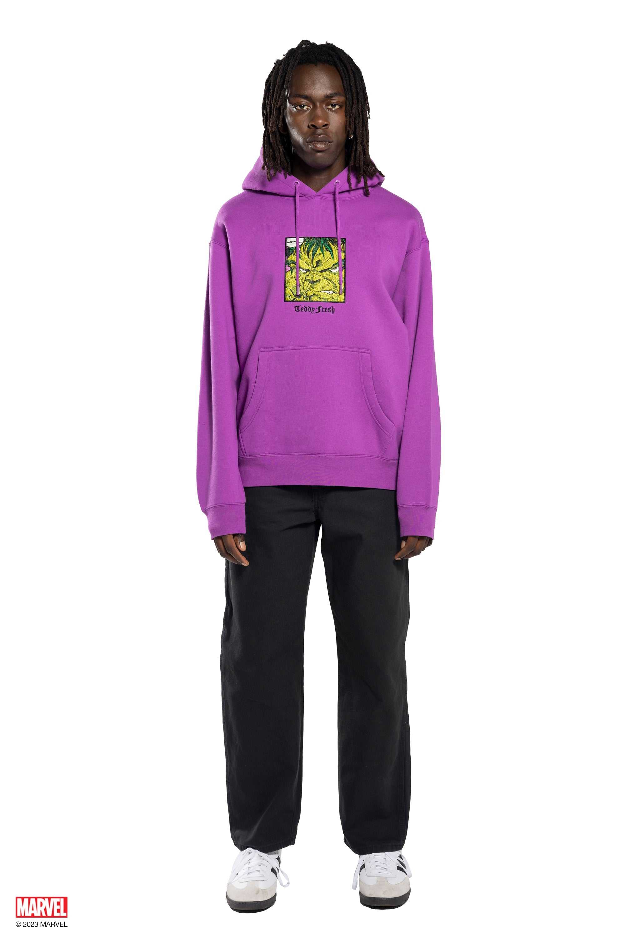 Purple Teddy Fresh TF x Marvel Detailed Embroidery Hulk Hoodie | 7981AQGXS