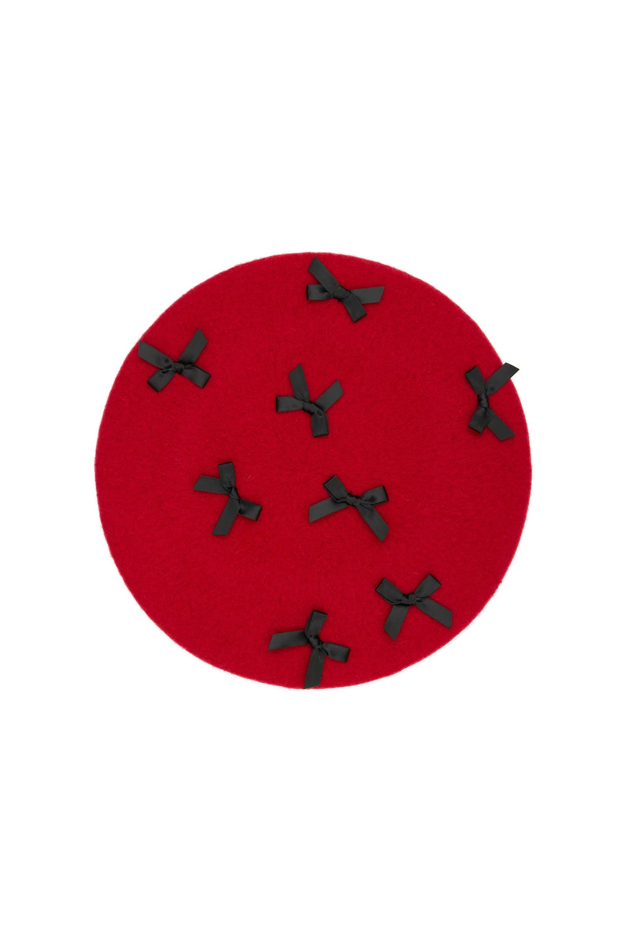 Red Teddy Fresh Mini Bows Beret | 0695BOIGD