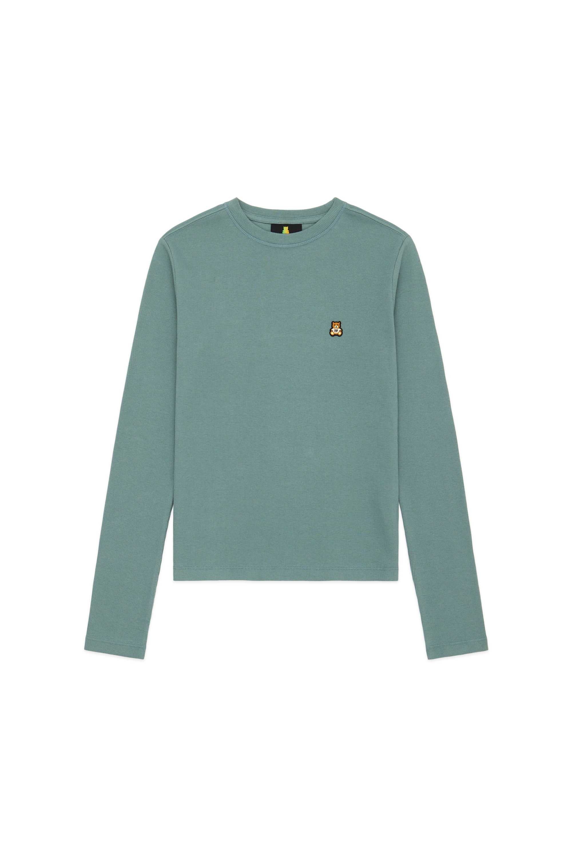 Sage Teddy Fresh Classic Rib Fitted Long Sleeve Tee | 3824VOCRQ