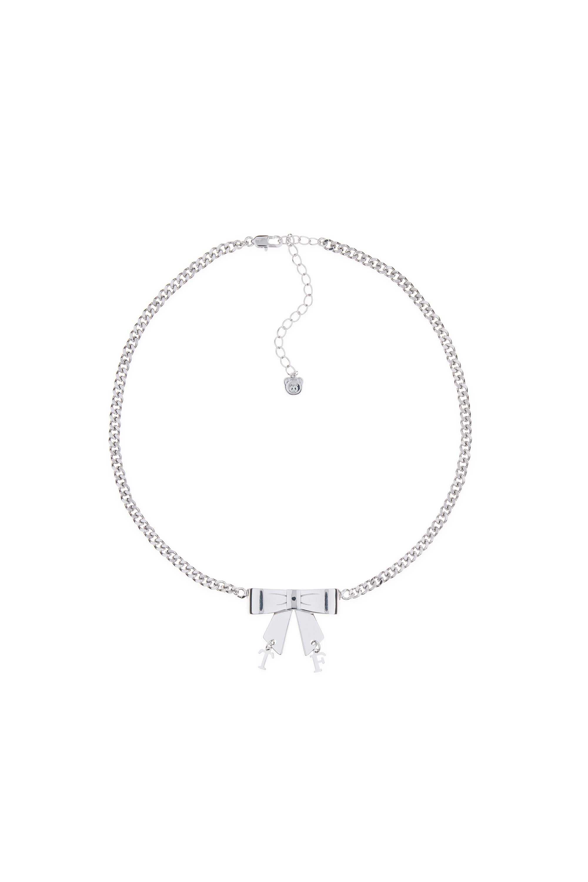 Silver Teddy Fresh Bow Chain Necklace | 7630QXBHP