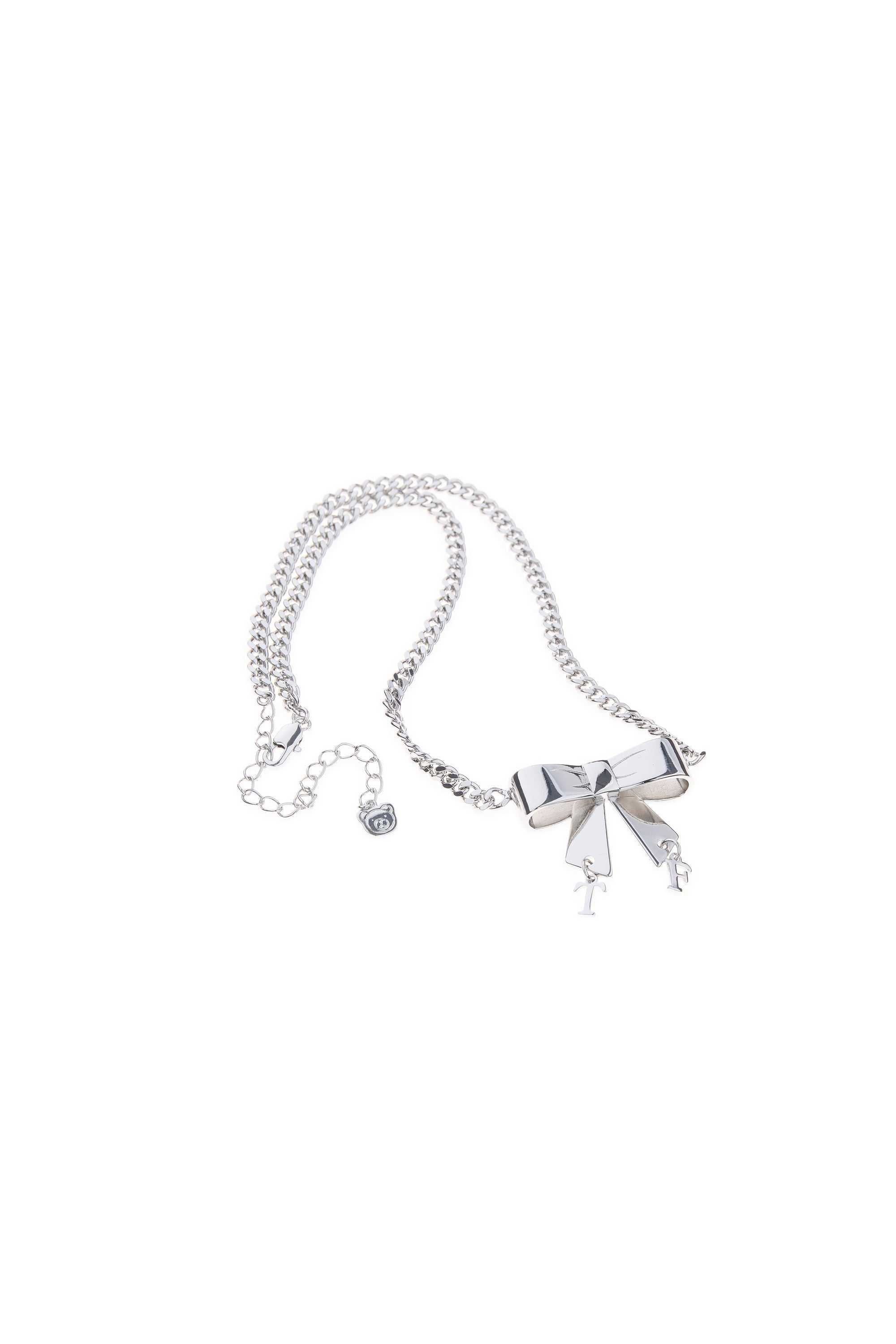 Silver Teddy Fresh Bow Chain Necklace | 7630QXBHP